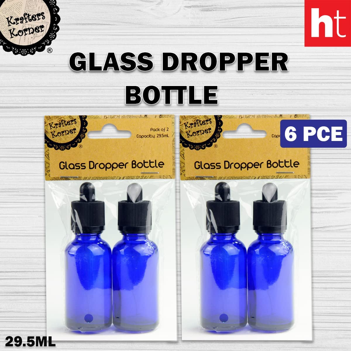 [6PCE] Krafters Korner Glass Dropper Bottles with Dropper Lids DIY Arts Crafts Projects Durable for Essential Oils Colognes Aromatherapy Massage Cosmetic Perfumes Laboratory Chemicals - 29.5Ml image number 4