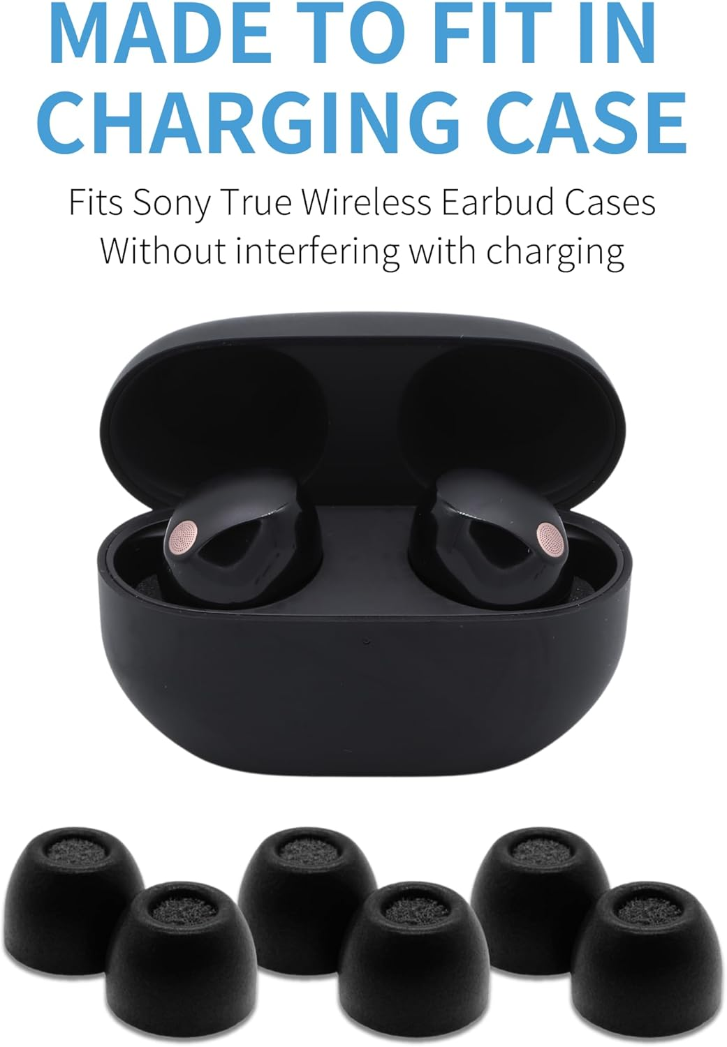 Comply Premium Foam Earplugs Compatible with Sony True Wireless XM5, XM4, Linkbuds S & C700N, Size S, New 2025 Version with Cleaning Tool, Black, 3 Pairs, Made in the USA image number 6