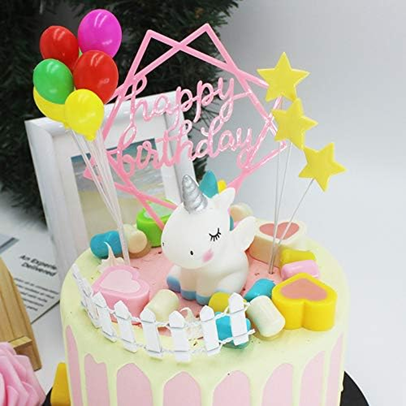 2 Pcs Unicorn Cake Toppers Unicorn Cake Decorations Unicorn Toys for Birthday Party Baby Shower Wedding Supplies (Blue)