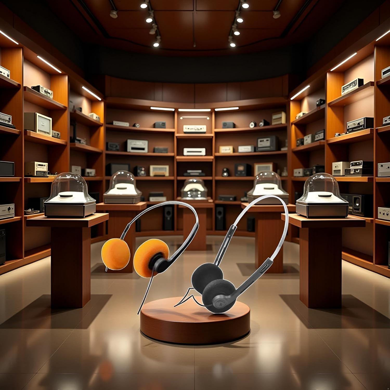 GANPUB 2 Pcs Orange and Black Retro on Ear Headphones, Wired Stereo Headphones, Headphone, Lightweight Portable Headphone with Adjustable Headband, Cassette Player, Over-Ear image number 2