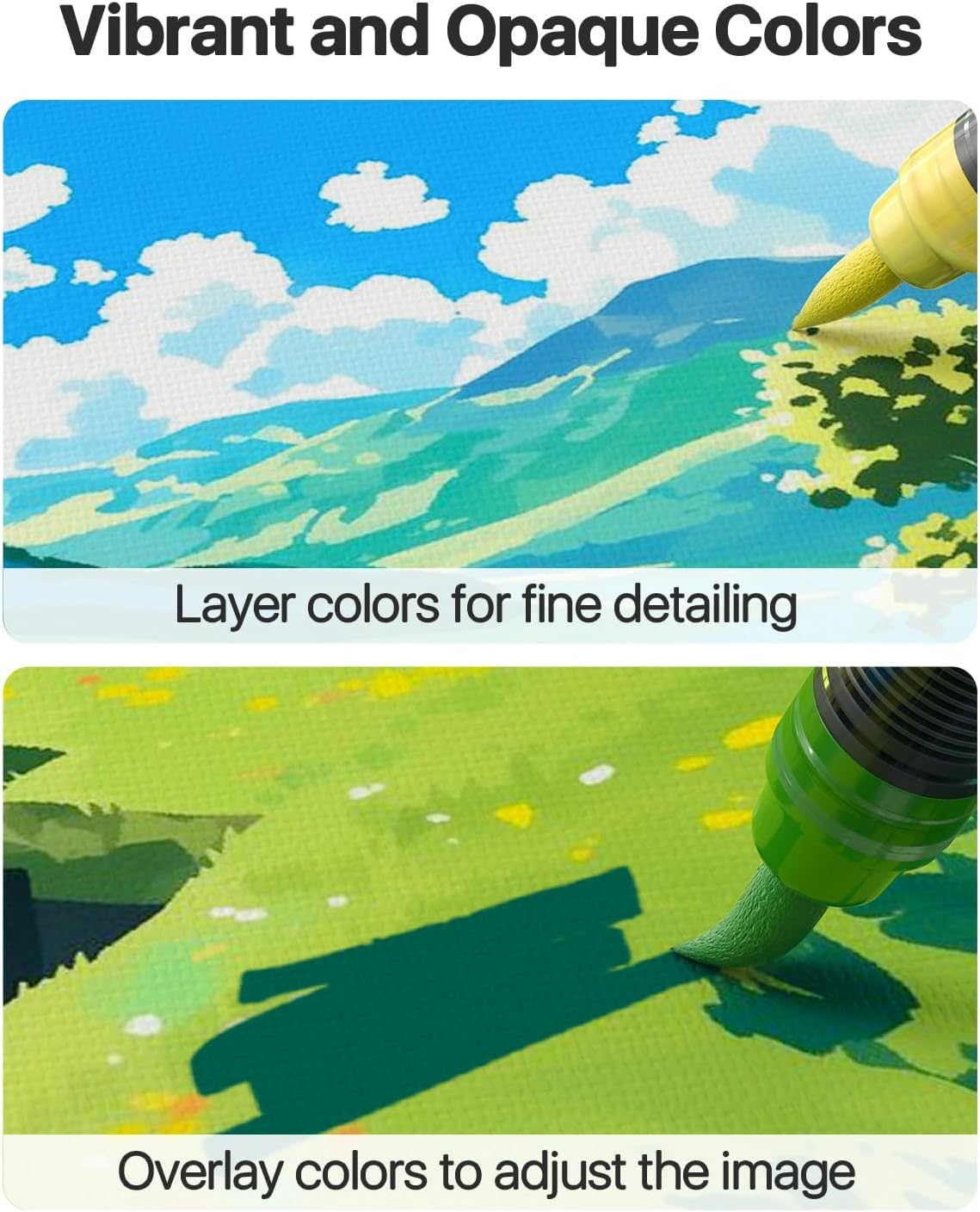 30 Colors Acrylic Paint Markers Brush Tip, Water Based Acrylic Markers with Automatic Ink Control System, Waterproof Acrylic Paint Pens for Rock Painting, Wood, Fabric, Egg