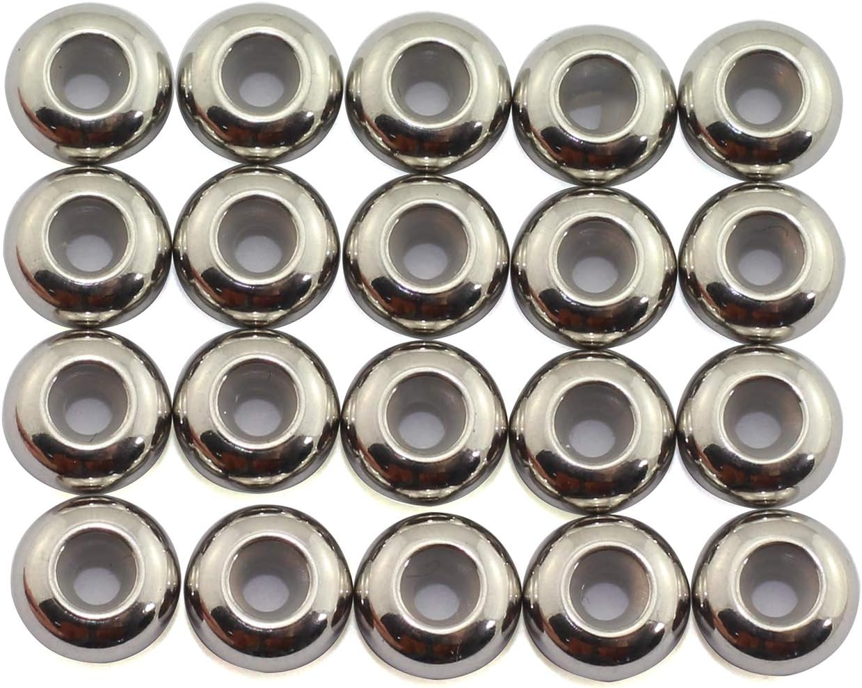 Tegg 20Pcs 6Mm Stainless Steel Insert Rubber Stopper Positioning Spacer Beads for Bracelet Necklace DIY Crafts Making Jewelry Findings Accessories 3Mm Hole 1.2Mm Height Flat Loose Beads Silver image number 1