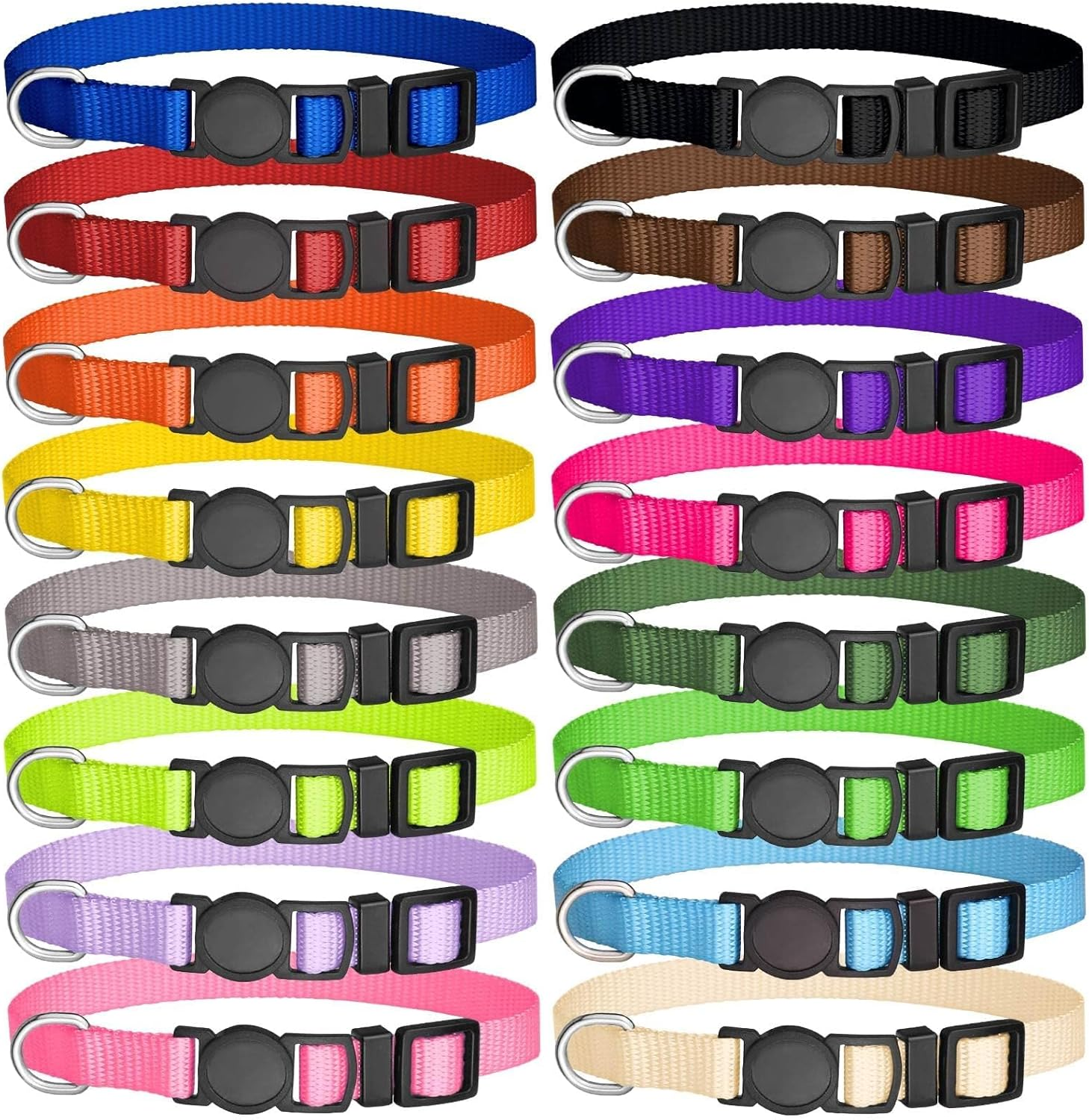 16 PCS Puppy Collars, Safety Buckle for Litter Nylon Adjustable Puppy Collars for Small Puppies, Breakaway Puppy ID Collars Whelping Collars Pet Supplies,Stuff,Accessories (M, Solid) image number 6