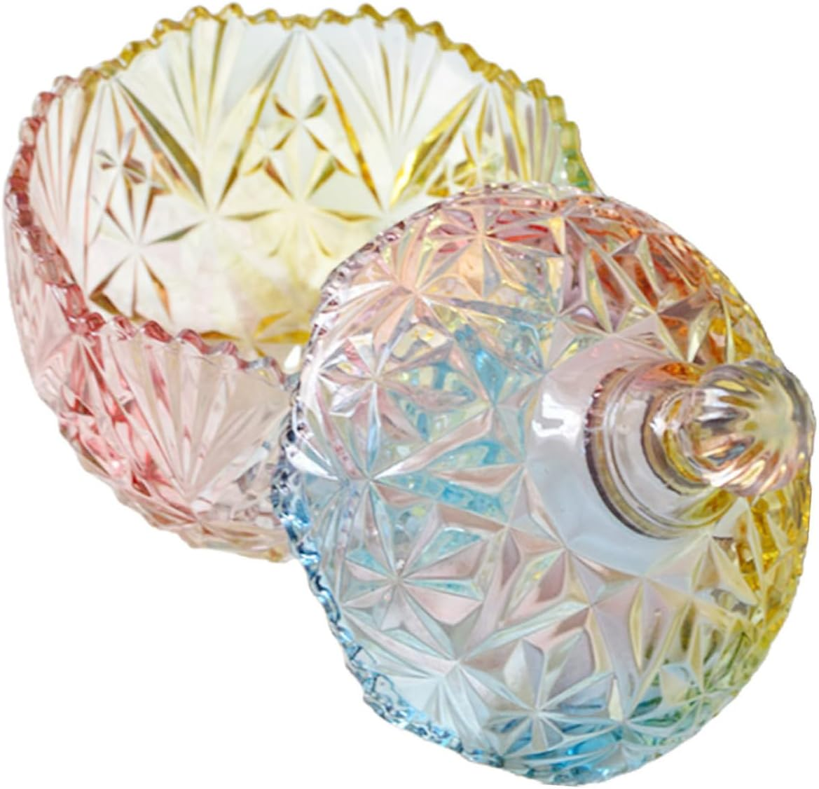 NAMOARLY Elegant Glass Candy Jars Storage Canister Candy Jar Lid Snack Holder Home Kitchen