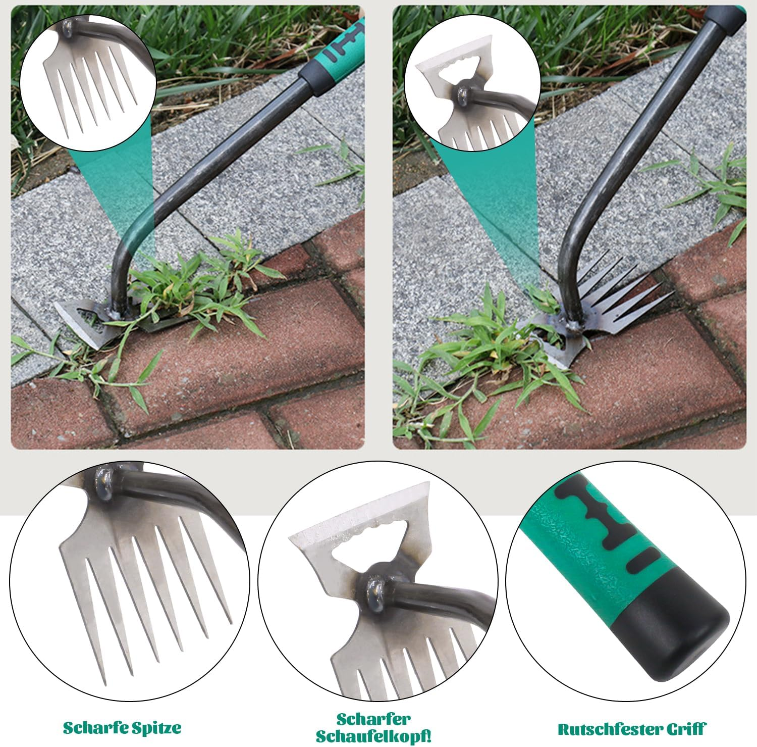 Rdlobu 2 X Gardening Hand Weed Cutters, Garden Weed Tool, Weed Remover Device with Silicone Handle, Weeder Hand for Grass Digging, Transplanting, Weeding (6 Teeth) image number 6