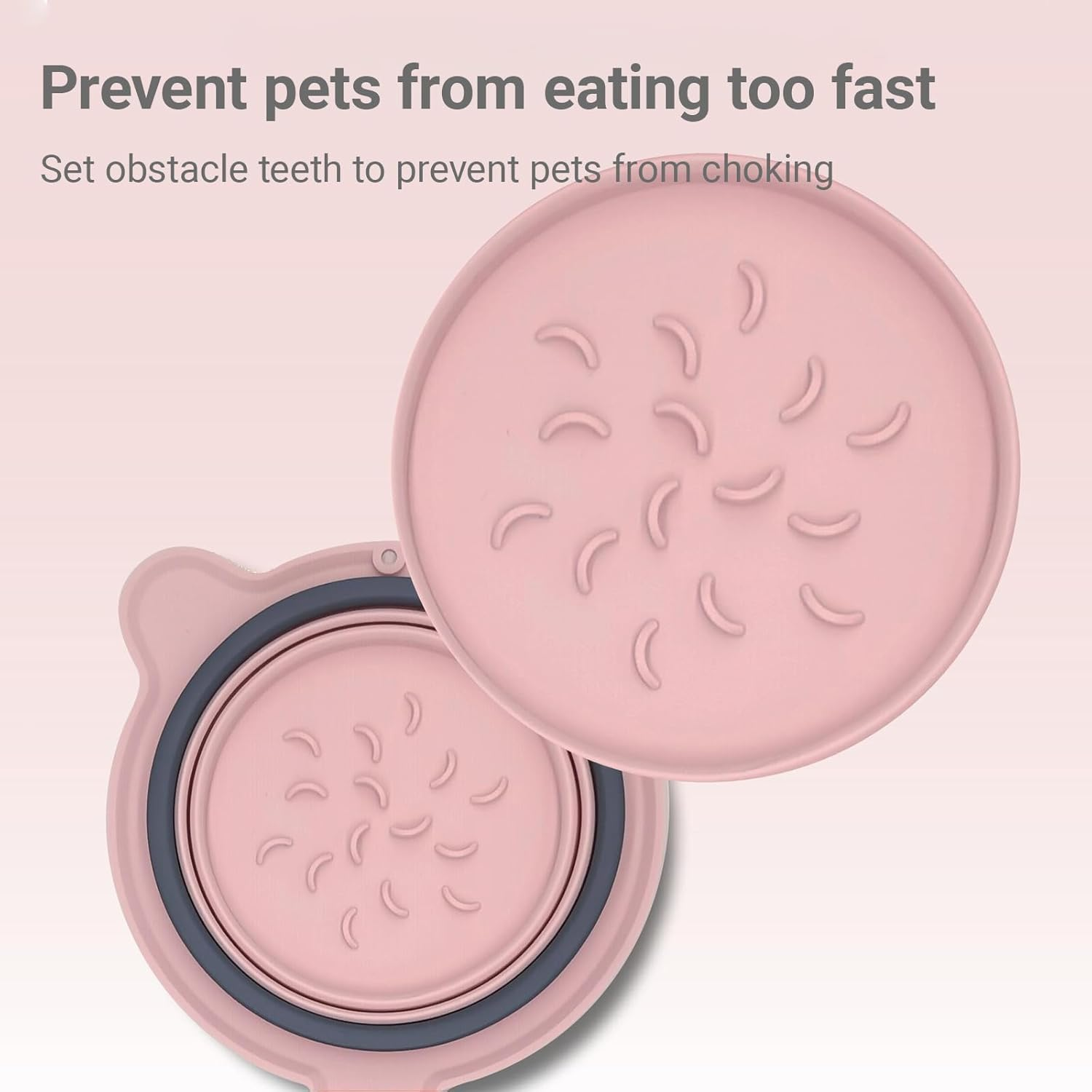 Silicone Collapsible Dog Bowl - 2-In-1 Travel Pet Bowl with Spillproof & Non-Slip Design | 500Ml/300G Portable Feeder for Camping Hiking | Easy Clean Foldable Dish for Small to Large Dogs Cats (Pink) image number 5