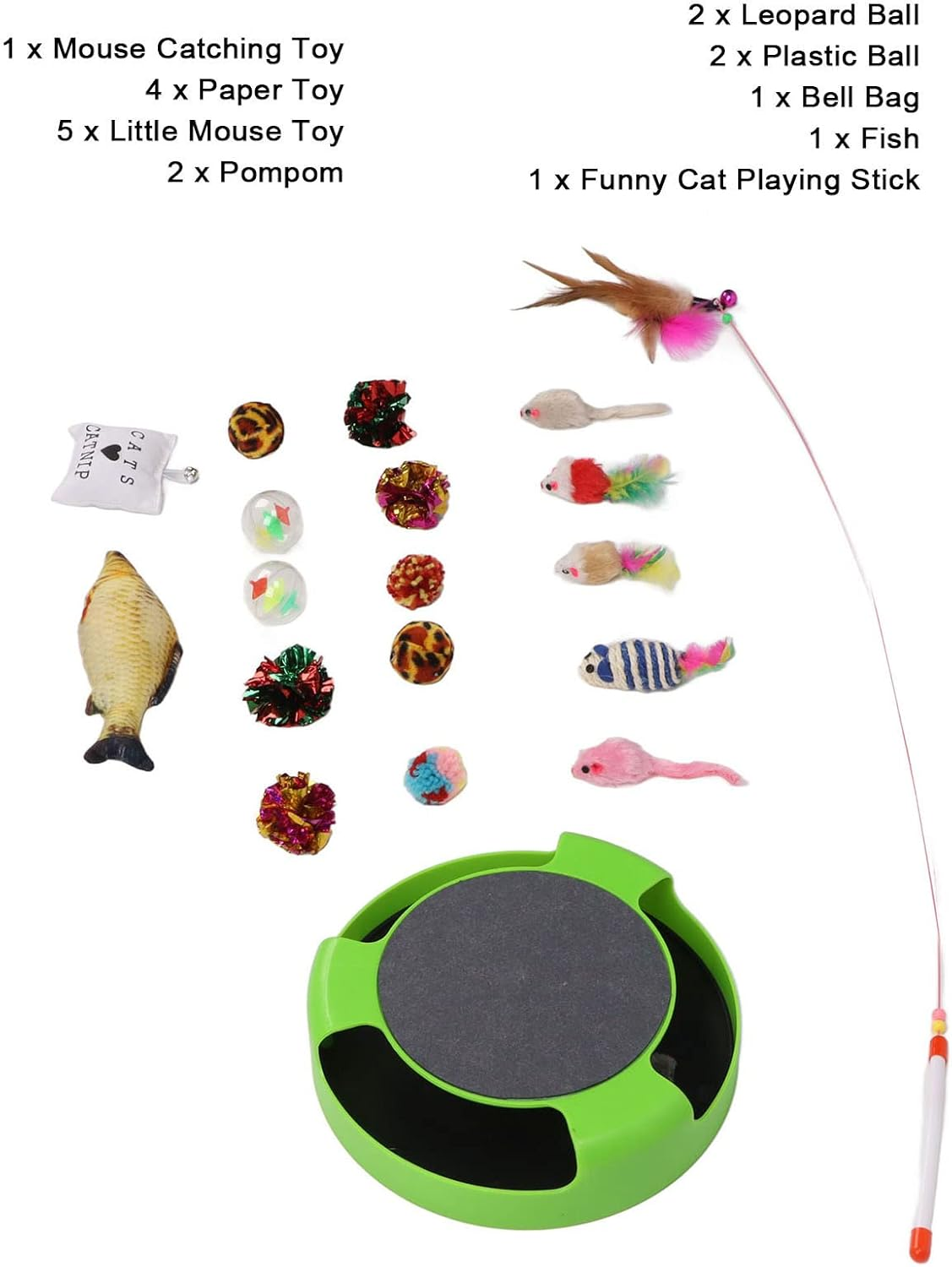 19Pcs Cat Mouse Catching Toys, Plastic Feather Plush Cat Scratching Mouse Plate Toy, Interactive Cat Toy Rotating Mouse Pet Toy Cat Stick Cat Toys Pet Cat Toy Set for Cat Kitty image number 5