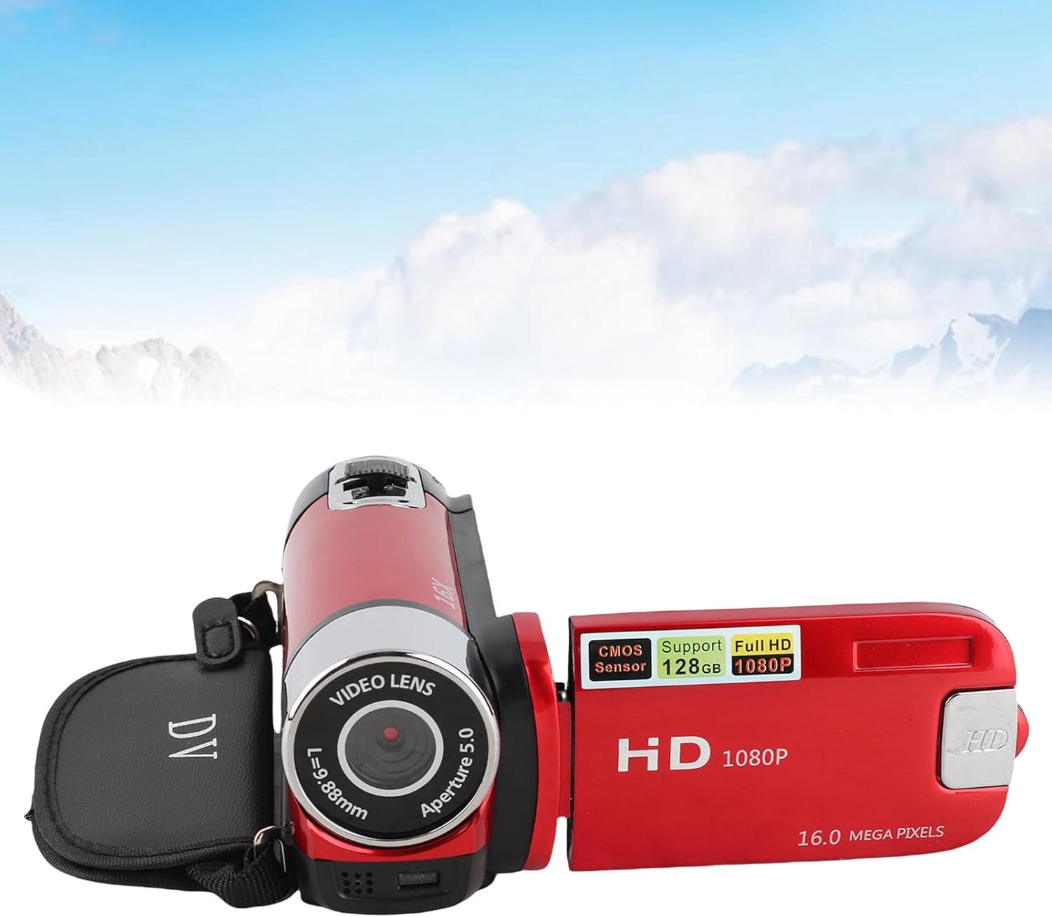 Video Camera Camcorder, 16MP 1080P Digital Camera with 2.4 Inch Flip Screen, 16X Digital Zoom anti Shake Vlogging Camera Recorder, Fill Light, Loop Recording Camera (Red) - Red image number 4