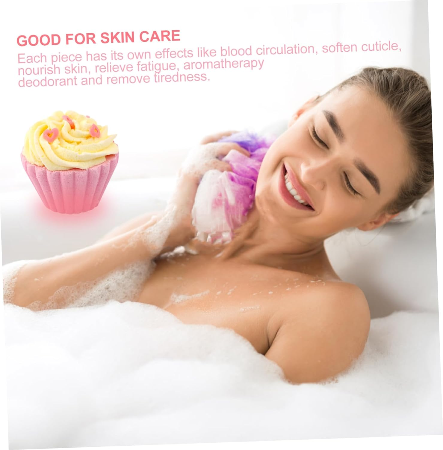 Minkissy 6Pcs Cake Shape Bath Salt Adorable for Spa Moisturizing and Exfoliating Women and Girls image number 5