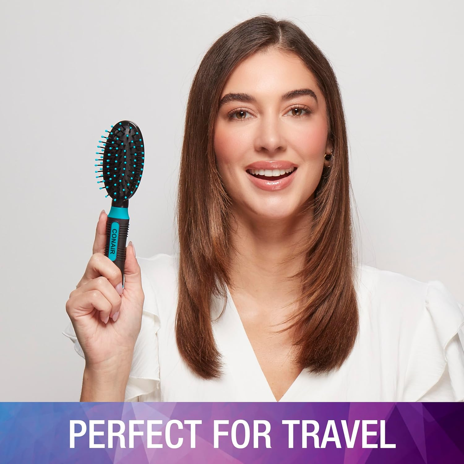 Conair Salon Results Hairbrush Set - Travel Hair Brush - Hairbrushes for All Hair Types - Curly Hair Brush - Hairbrush - Detangler Brush - Travel Size + Full-Size Brush