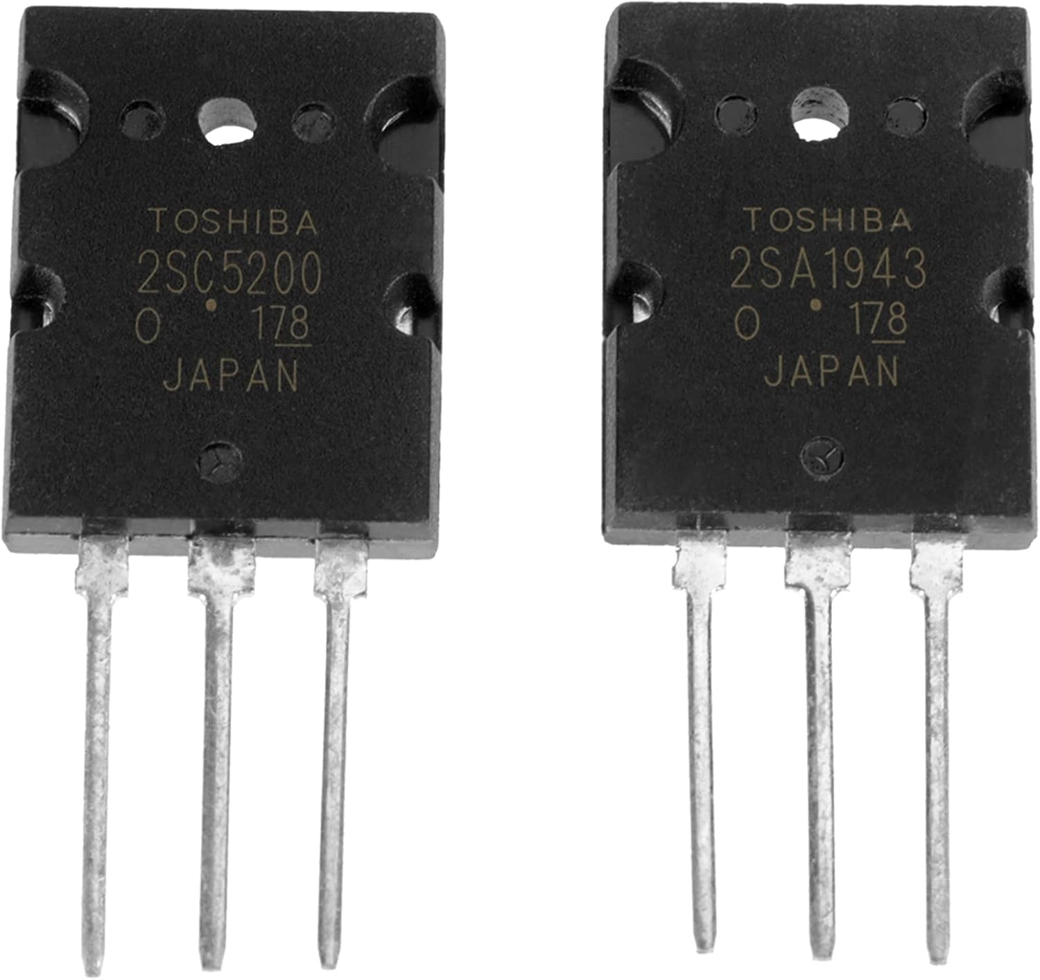 Silicon Epitaxial Power Transistor, Black 2SA1943 2SC5200 Power Transistor High Power Matched Audio Transistor Silicon Precision Replacement Black image number 2