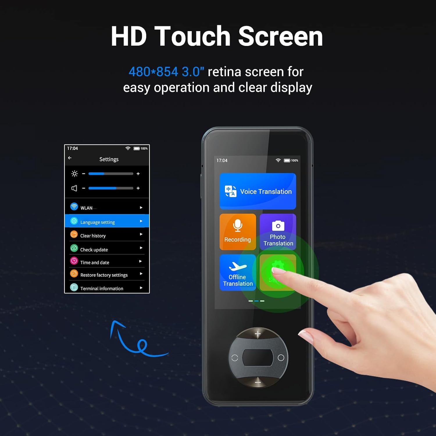 ANFIER Language Translator Device No Wifi Needed Instant Translator 2024 for 144 Languages and Accents AI Electronic Foreign Language Translators W10S Grey image number 5