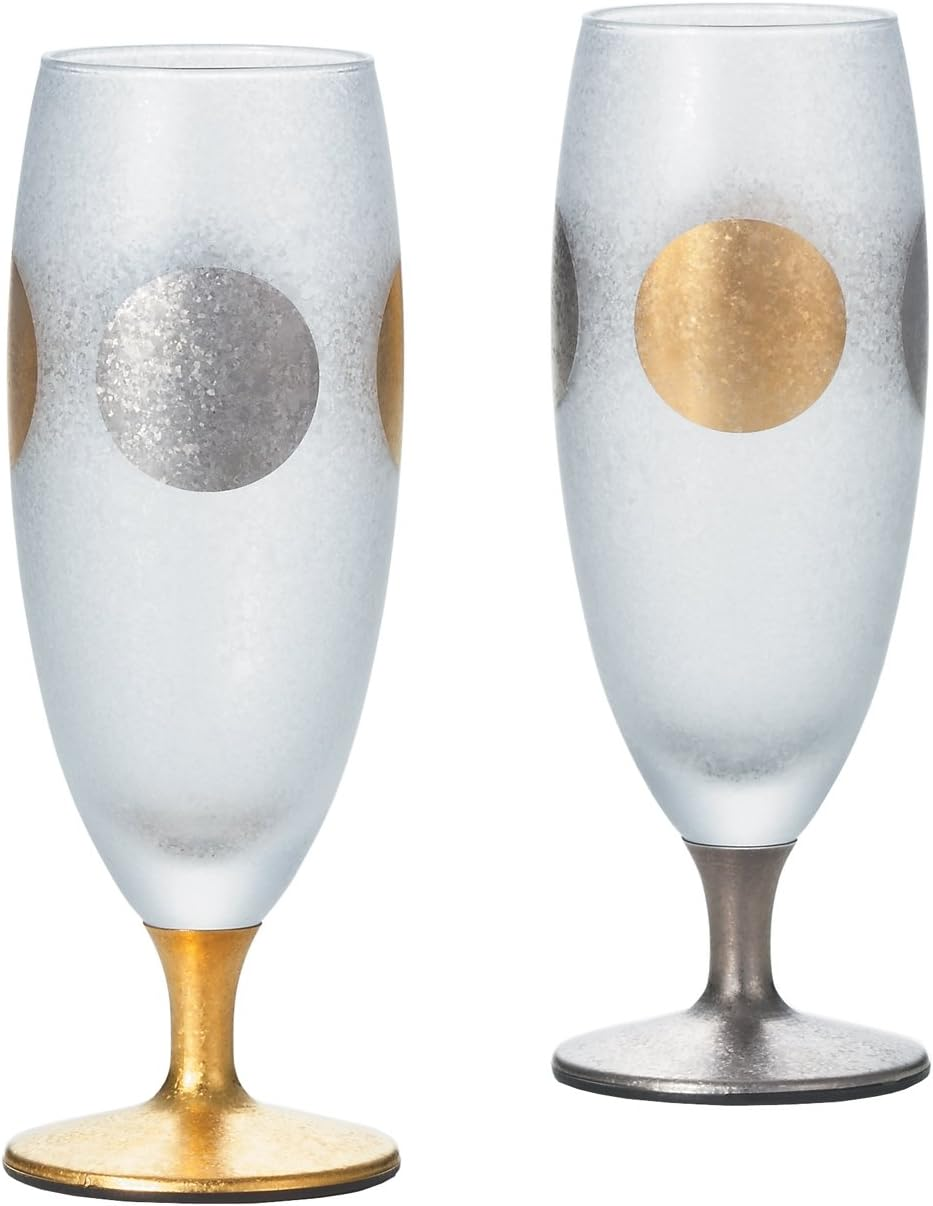 ADERIA S6256 Wine Glasses, Sun/Moon Stem, Pair Set, 7.4 Fl Oz (210 Ml), 2 Pieces, Made in Japan, Fashionable, Red, Red Liquor Cup, White, Champagne, Present, Gift, Wedding, Celebration, Birthday,