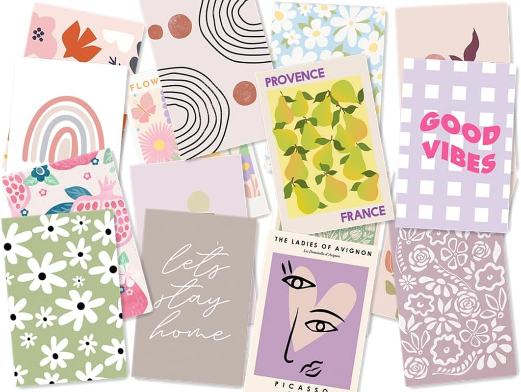 Danish Pastel Dream: 50-Piece Aesthetic Wall Decor Set for Bedroom - Transform Your Space with Preppy and Chic Room Decor - Perfect for Teen Girls