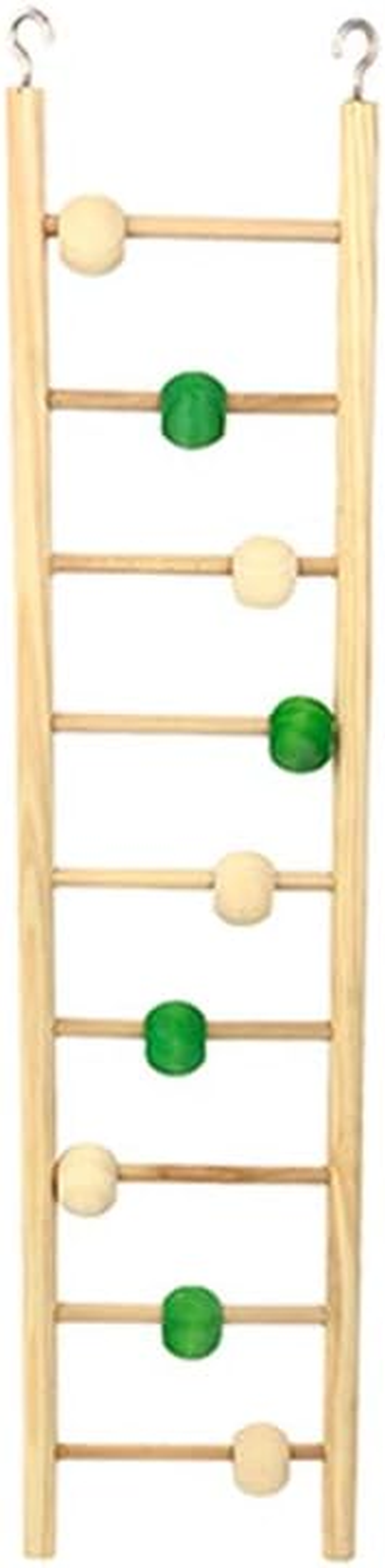 Avian Care 9-Step Wooden Bird Ladder with Movable Beads, Green &ndash; Natural Climbing Toy for All Birds