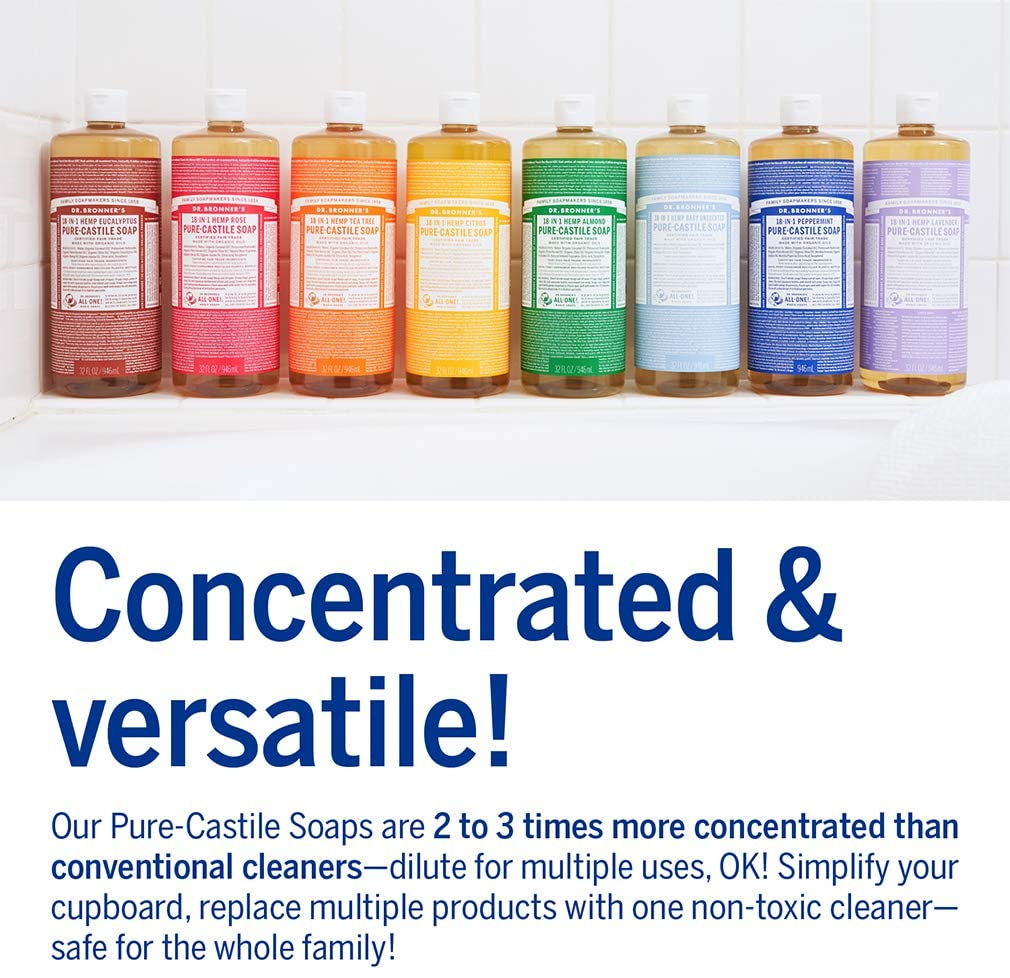 Dr. Bronner'S - Pure Castile Liquid Soap 2-Pack - Organic Coconut Oil Cleanses & Nourishes - Rose - 32Oz image number 2