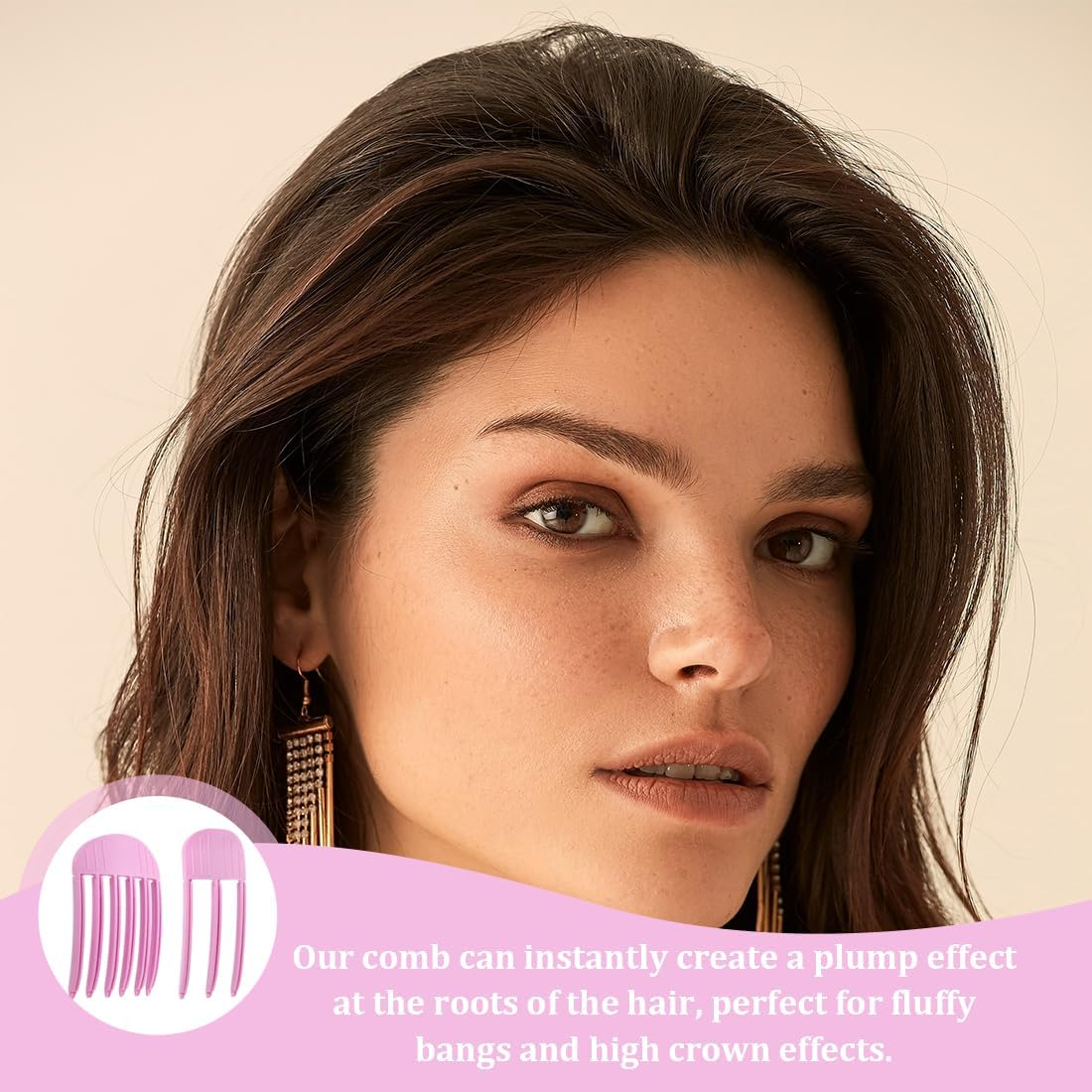 HQRKOTM Volume Clips Lion Cave Hair Set with 3 and 6 Prong Combs for Effortless Volume and Styling of Curls and Bangs for Men and Women, Pink image number 1