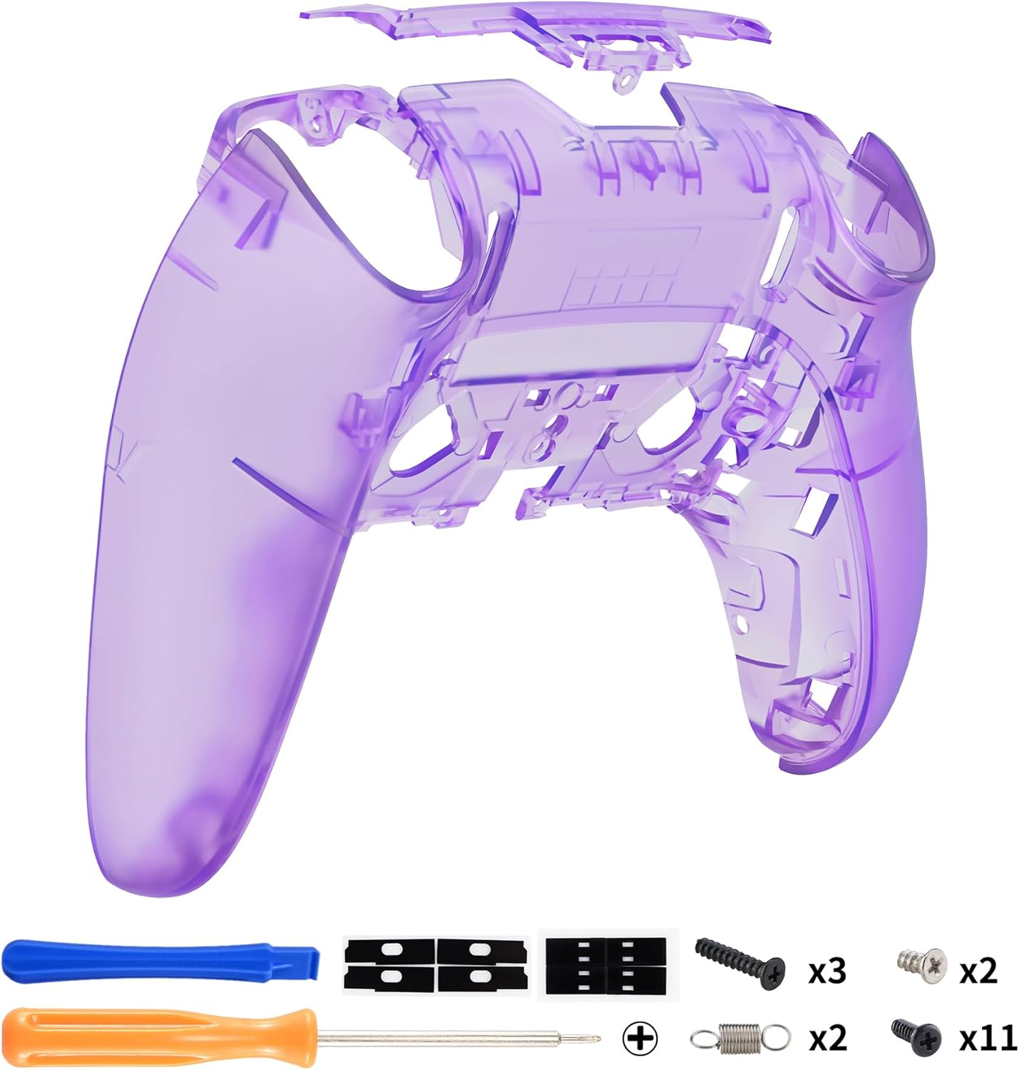 Extremerate Custom Back Housing Bottom Shell Compatible with Ps5 Edge Controller, Clear Atomic Purple DIY Replacement Back Shell Cover Compatible with Ps5 Edge Controller image number 2