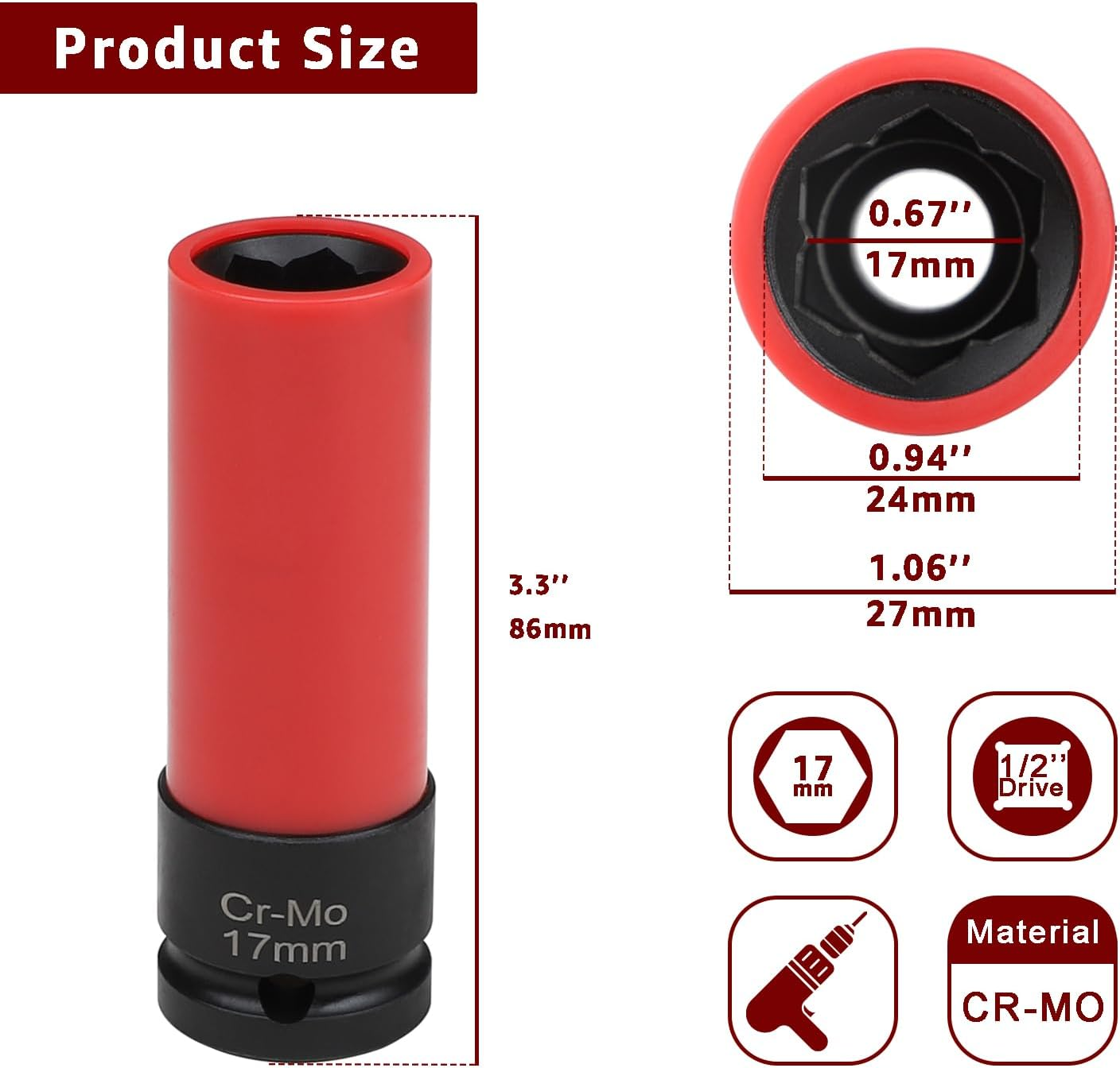 ITEQ Protective Wheel Lug Nut Socket for Mercedes Benz with 17Mm Convex, Flower Head Lug Nut Socket image number 2