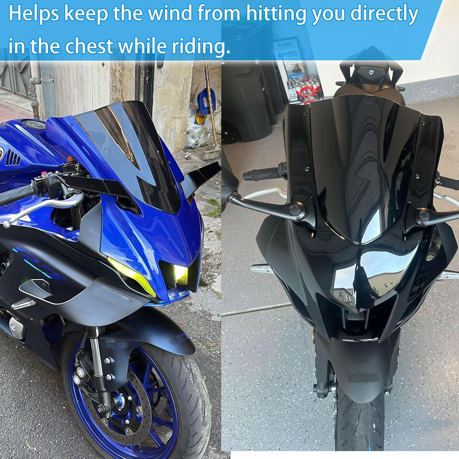 Midimttop Motorcycle Double Bubble Racing Sports Wind Deflector Windscreen Windshield Front Fairing Compatible with YA&MA&HA YZF-R6 YZFR6 2017-2023 YZF-R7 YZFR7 Accessories 2021-2025 image number 2