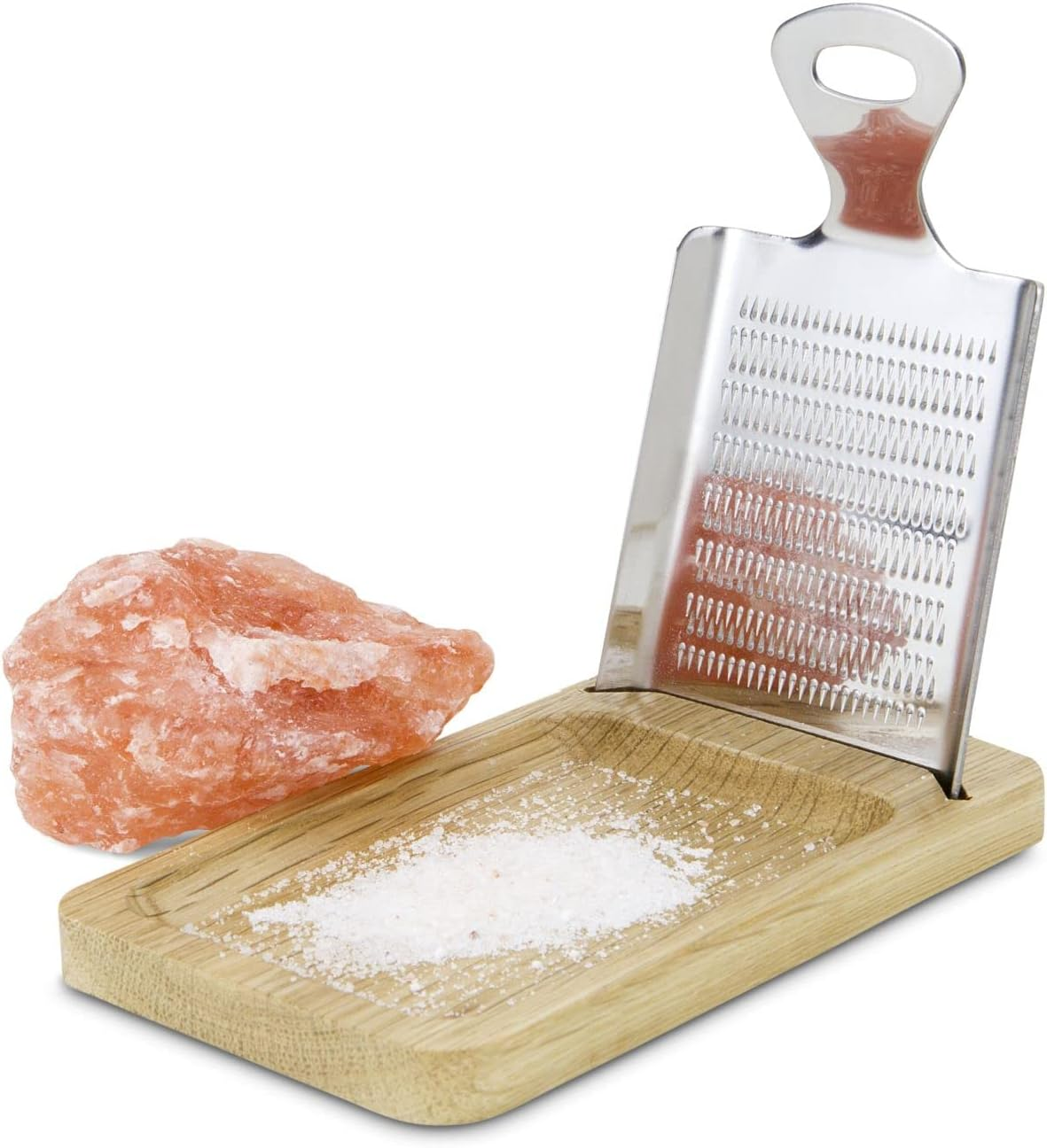 ROMINOX Gift Item Spice Grater // Aroma Exclusive Stainless Steel Grater with Oak Stand Integrated Shelf Ideal for Grating Salt Stones, Ginger, Turmeric, Garlic, Approx. 12.5 X 8 X 2 Cm image number 2