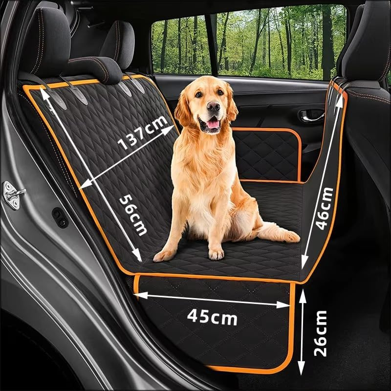 INDCAN Import Dog Car Seat Cover for Back Seat Waterproof & Scratchproof Pet Hammock Nonslip, Universal Fit for Cars, Suvs & Trucks Easy to Install & Clean
