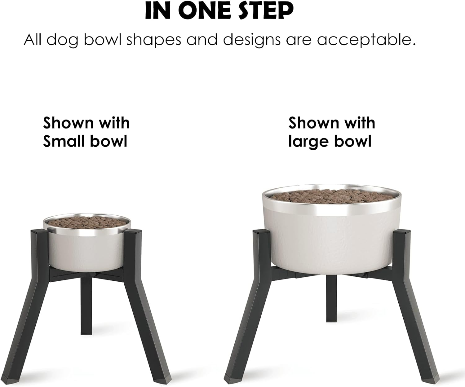Bowl Stand for Medium Large Dogs, Adjustable Width Elevated Bowls for 7-10.6" Wide, Raised Food & Water Bowls, 11 Inch Tall Single Holder, Black (Bowl Not Included) image number 2