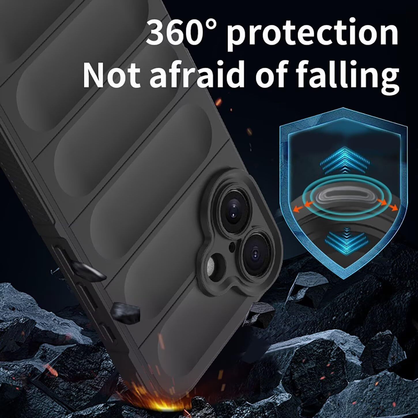 ILING Case for Motorola Edge 50 Neo, Shockproof Wave Pattern and Airbag Design Soft Liquid Silicone Skin Feel Frosted TPU Bumper Ultra-Thin Phone Case Cover (Green) - Black image number 4