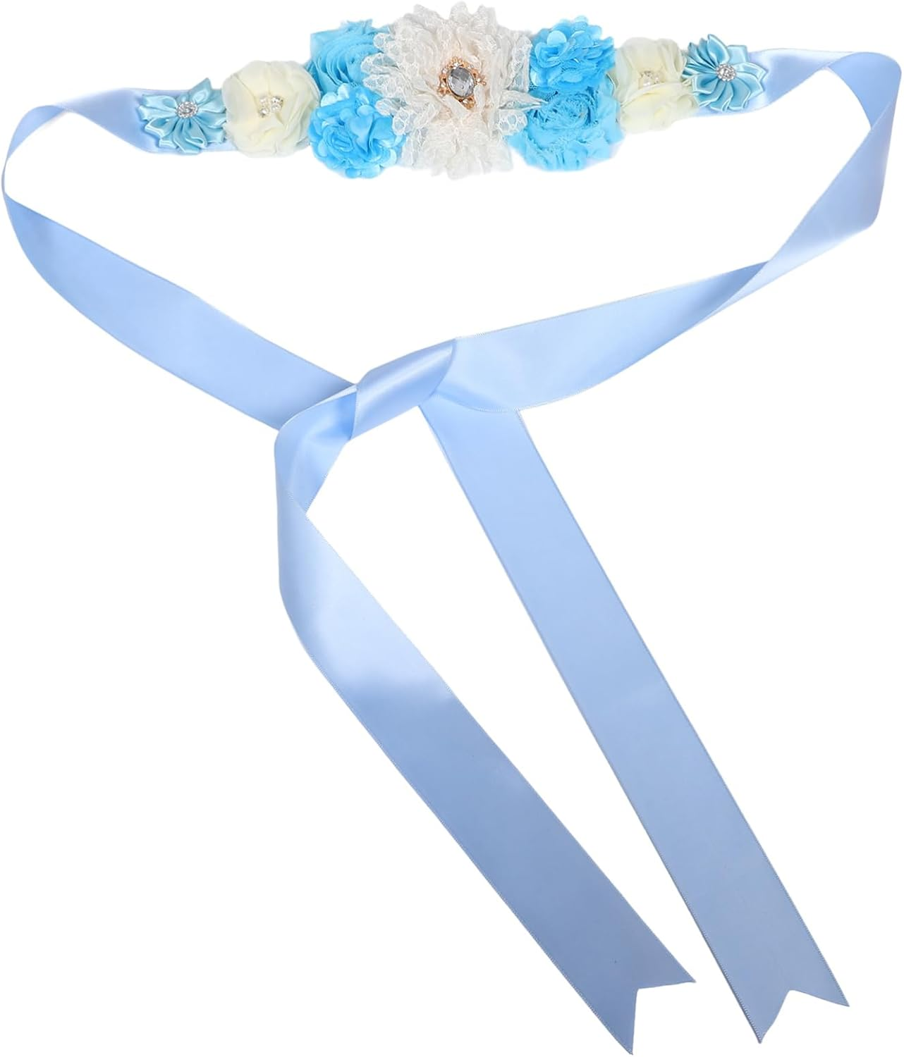 2Pcs Maternity Daisy Flower Sash Belt for Women Elegant Waist Support for Showers and Maternity Photoshoots Rhinestones