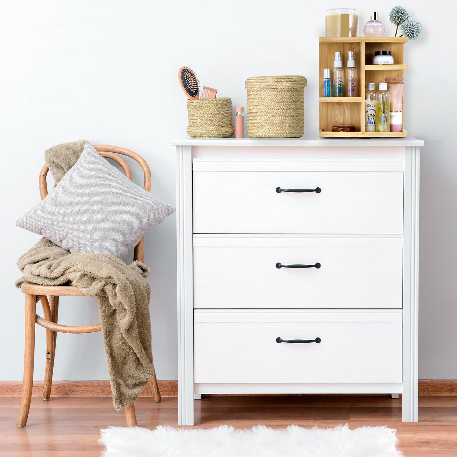 Sorbus 360&deg; Makeup Organizer - Bamboo Wood Make up Storage Carousel for Cosmetics, Skin Care Rotating Makeup Organizer for Vanity, Bathroom Storage