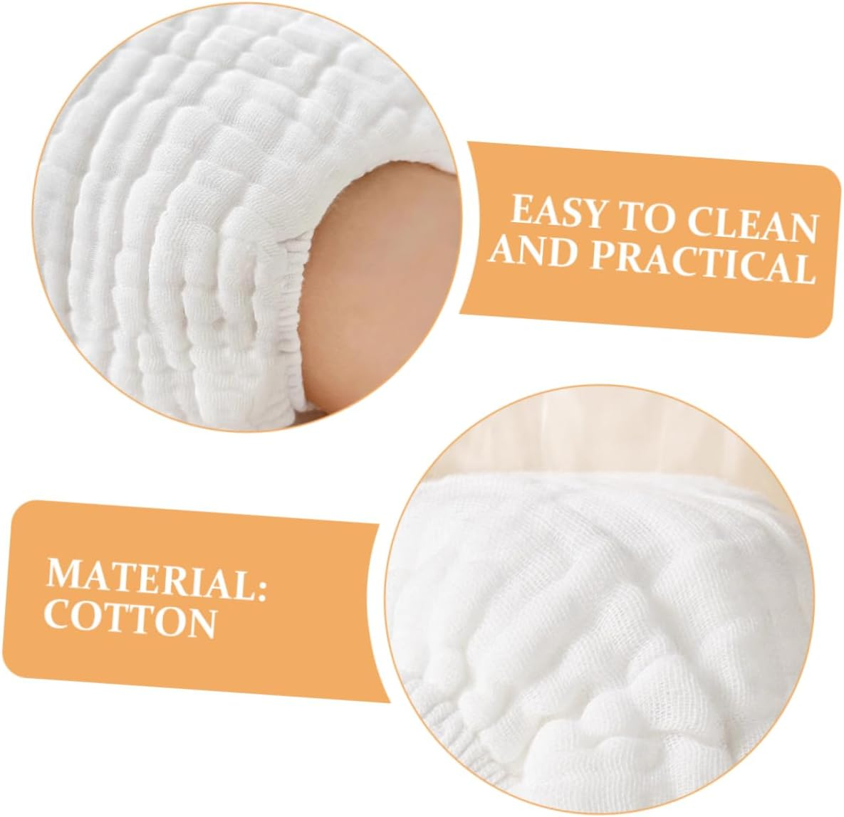 5Pcs Reusable Cotton Baby Nappy Insert Liners White Size M 3-9 Months 5.5-10Kg Breathable Absorbent Diapers Toddler Swim Diaper Liners Suitable for Potty Training and Infant Cloth