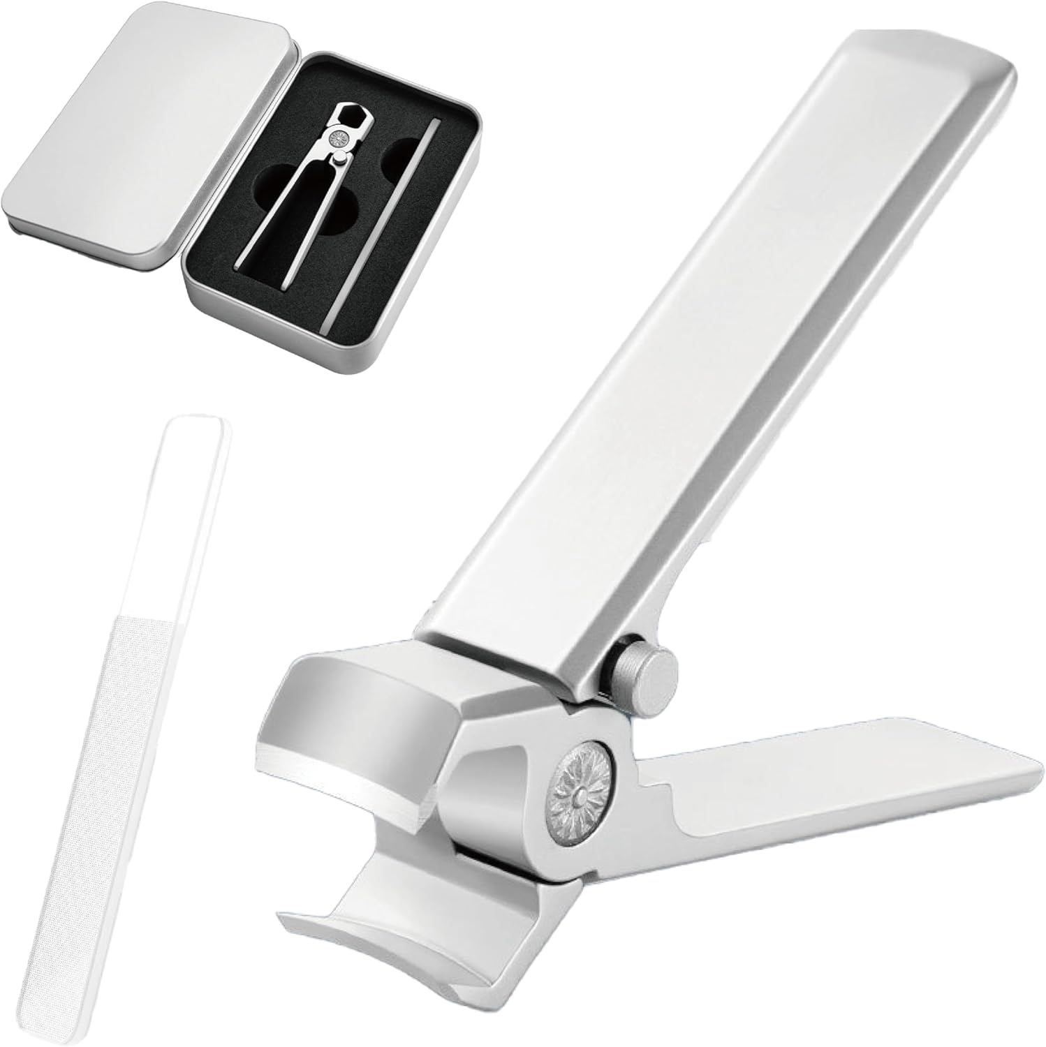 RODGERS Nail Clippers Stainless Steel Nail Clippers Set, Nail File, Nail File, Extra Large Opening, One-Click Switch, Storage Case, Waterproof, for Hands and Feets, for Various Nails, Sharp, For image number 6