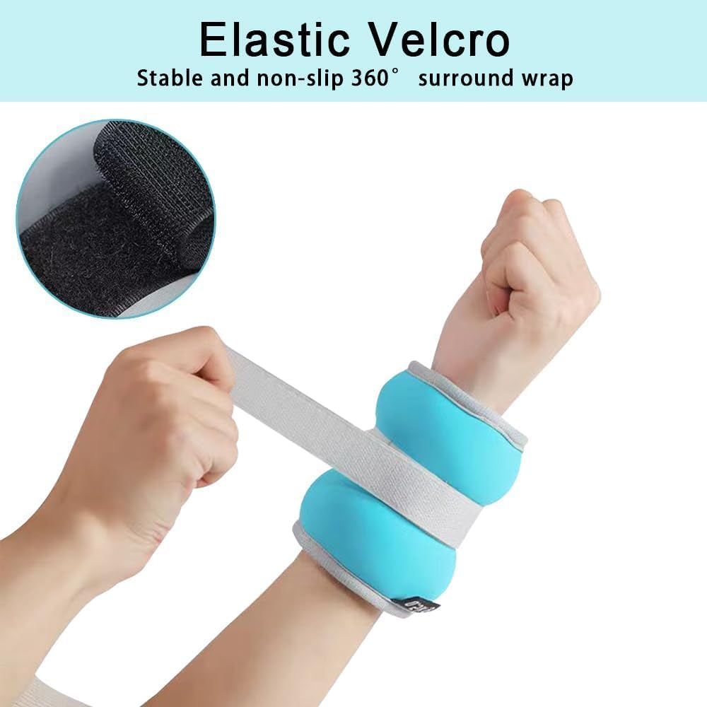 2 Pcs Ankle Weights, 1Kg Weighted Sandbag Wrist Weights, Adjustable Leg Weights for Fitness Jogging Walking Workout, for Man, Women, Strength Training Wrist Weights Sets image number 2