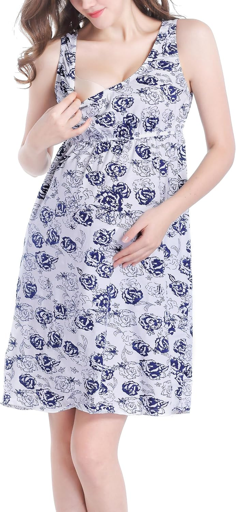CAKYE Maternity Nursing Nightgown Dress Sleepwear Breastfeeding Pregnancy Pajamas
