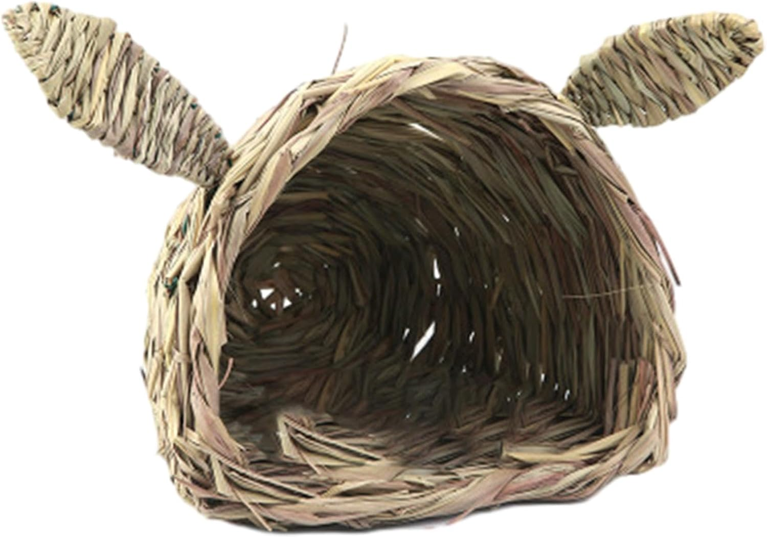 Folpus Hideaway Hut Toy Hay Bed Handmade Woven Bunny Grass Tunnel Rabbit Grass Bed for Chinchilla Small Animals Bunny Play and Sleep image number 3