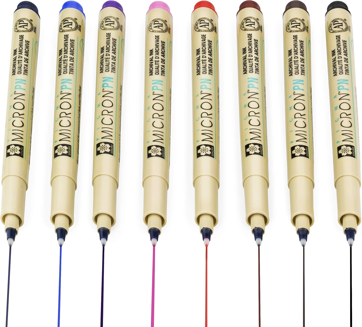 Sakura Pigma Micron PN Fineliner Pens - 0.4/0.5Mm - 1 of Each Colour - Pack of 8 image number 1