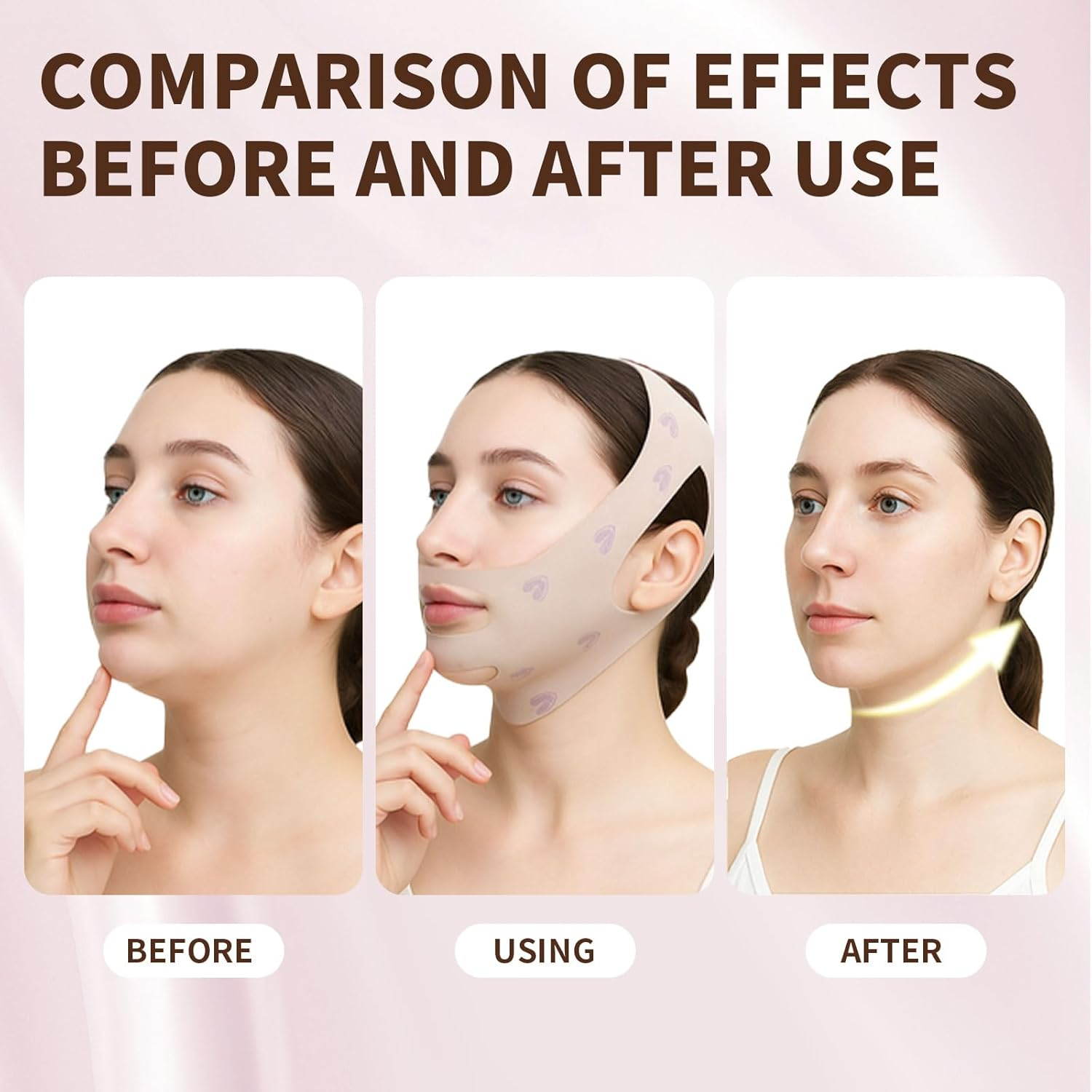 Chin Strap for Sleeping, V Line Chin Face Lifting Mask, Double Chin Reducer Eliminator for Women, Jawline Mask with Breathable & Comfortable Design, Face Wrap for Overnight Skincare (1Pcs) image number 2