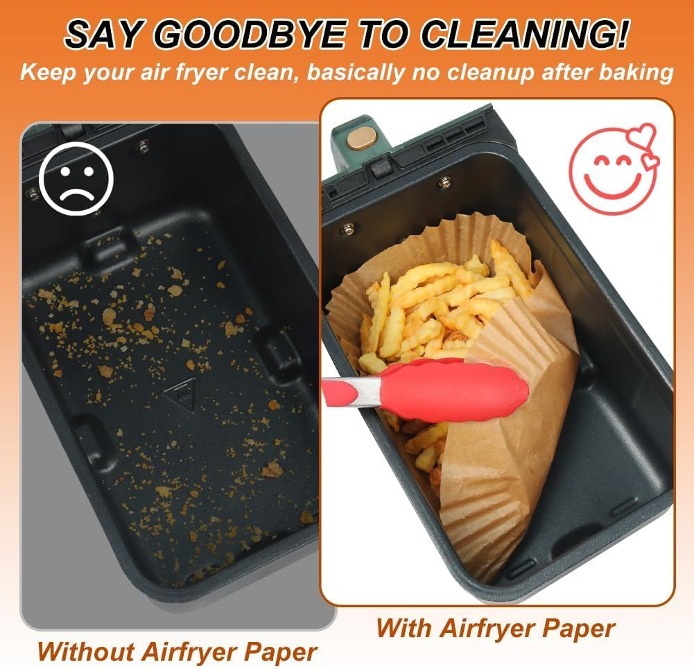 Akulife Air Fryer Liners for 5L & 3L Dual Air Fryer, Disposable Paper Liners for Philips Dual Basket Air Fryer, Tefal, Tower and Other Large & Small 2 Drawer Basket Air Fryer (100PCS) image number 3