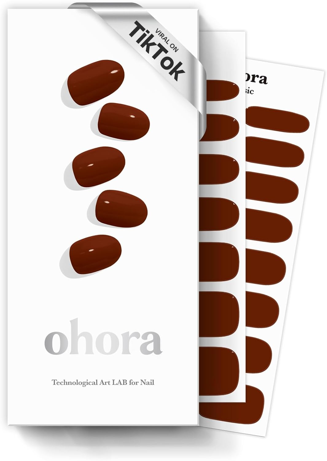 Ohora Semi Cured Gel Nail Strips (N Chilly) - Works with Any UV Nail Lamps, Salon-Quality, Long Lasting, Easy to Apply & Remove - Includes 2 Prep Pads, Nail File & Wooden Stick