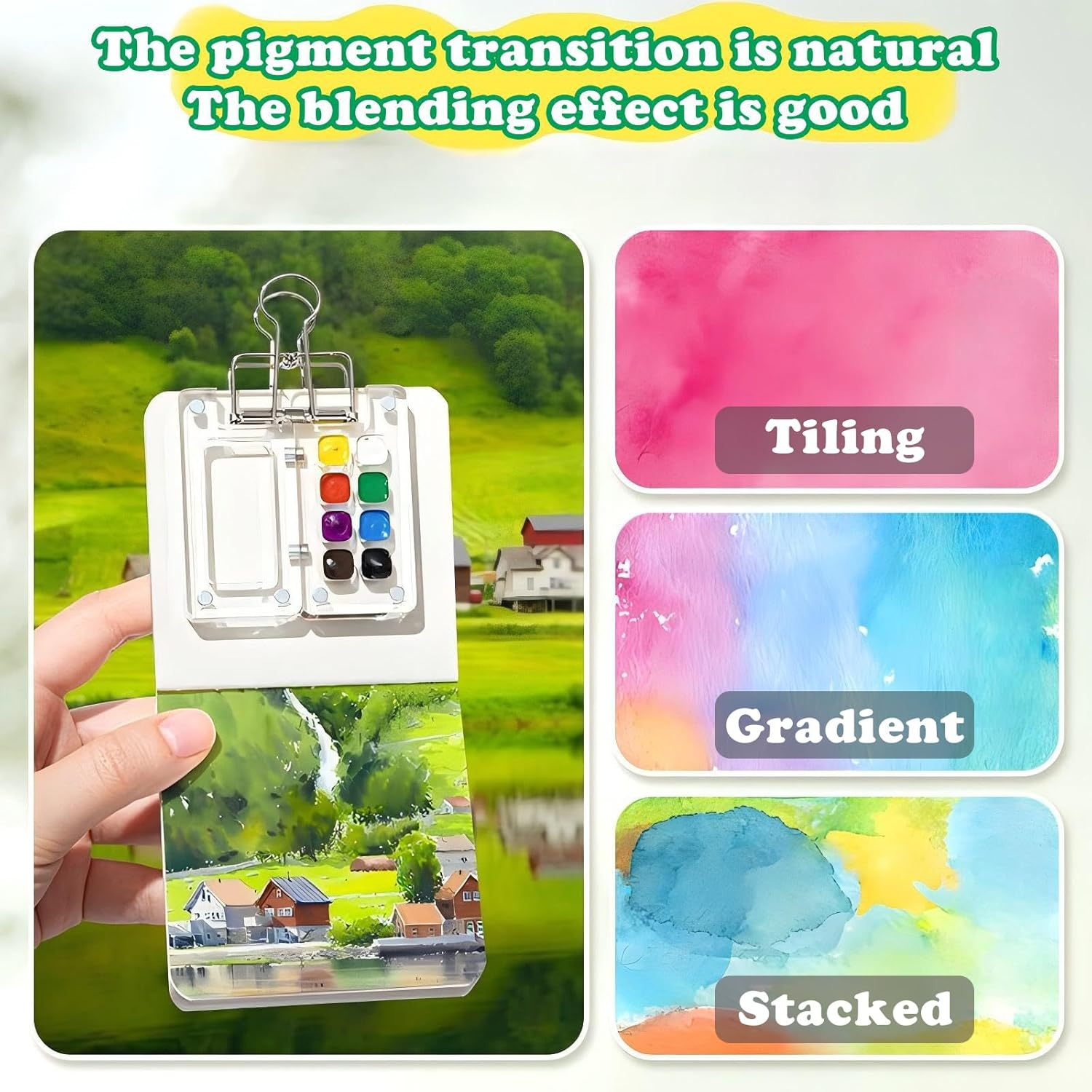Portable Nano Travel Watercolor Set, Mini Pocket Artist Paint Palette (6 * 6 CM) image number 5