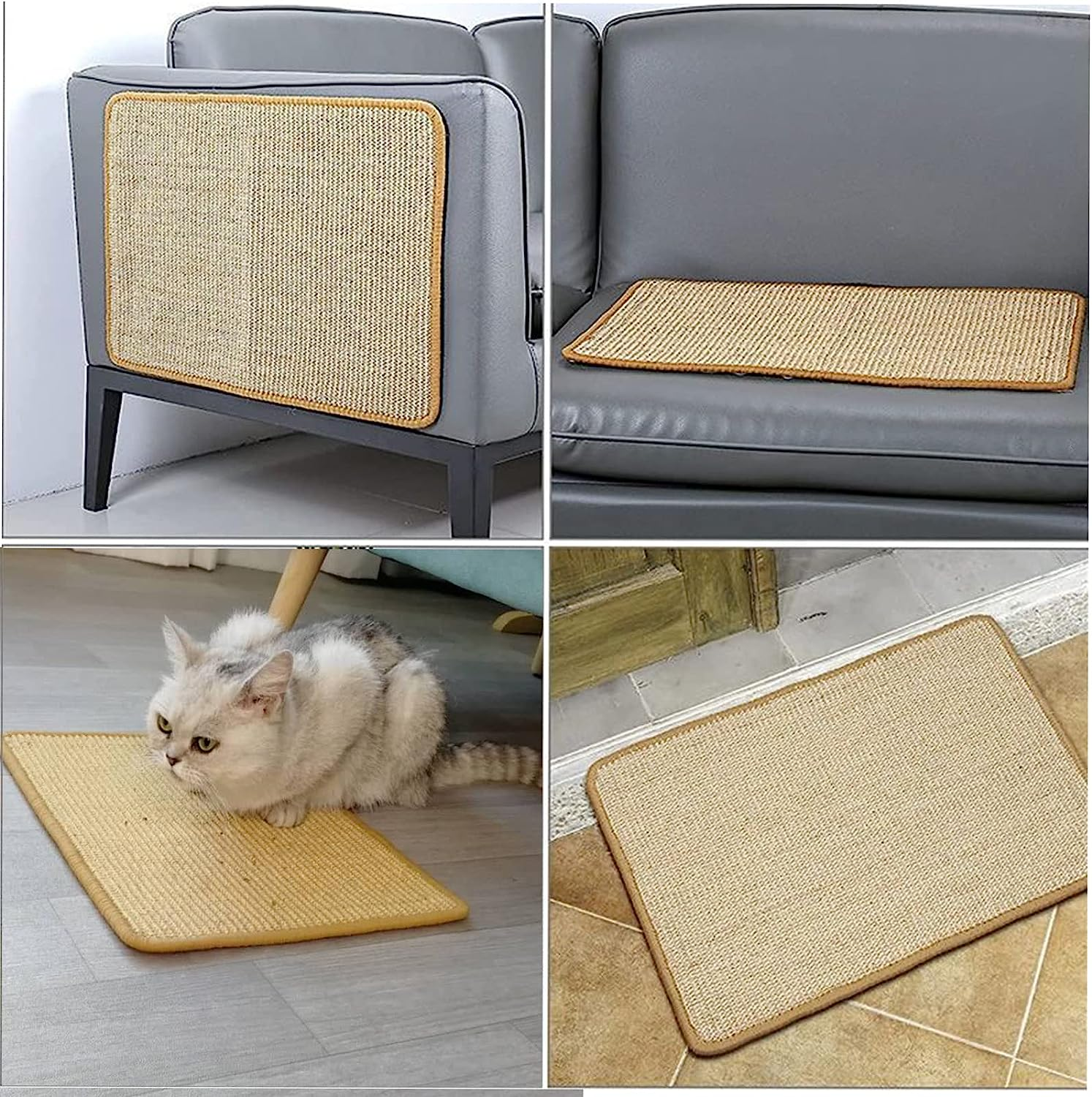 Cat Scratcher Mat, Natural Sisal Cat Scratch Pad, 40X60Cm Natural Sisal Woven Rope Scratching Pad for Cat Grinding Claws & Protecting Carpet Rug Furniture image number 3