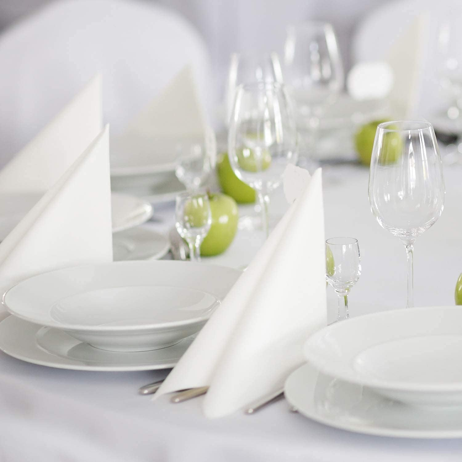 Cocktail Napkins Disposable Beverage Bar Napkins Black Linen-Like Square Napkins Party or Wedding 20&times;20Cm,White,100 Pack image number 2