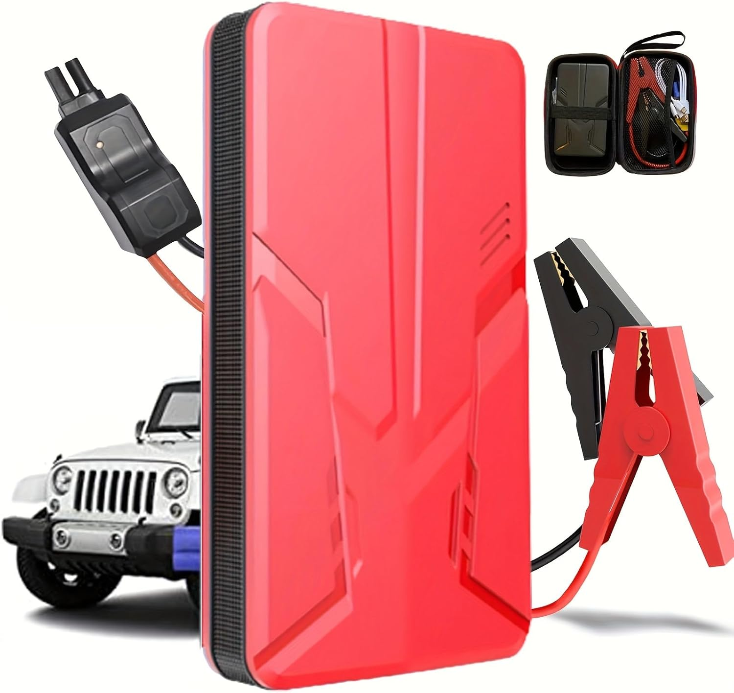Maiosfy Car Jump Starter 30000Mah Power Bank Portable Battery Pack Starting Device with Smart Clip Protection Emergency Auto Booster for Vehicles SUV 7L Gasoline & 5.5L Diesel (Blue, Standard Size)