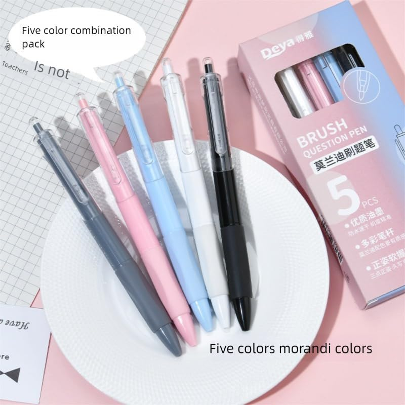 Gel Pen, 5 Pieces of 0.5 Mm Black Ink Pen, Fine Tip Smooth Writing High-End Series, Suitable for Diary and Note-Taking Cute Office School Gift, Unisex (Moriandi) image number 1