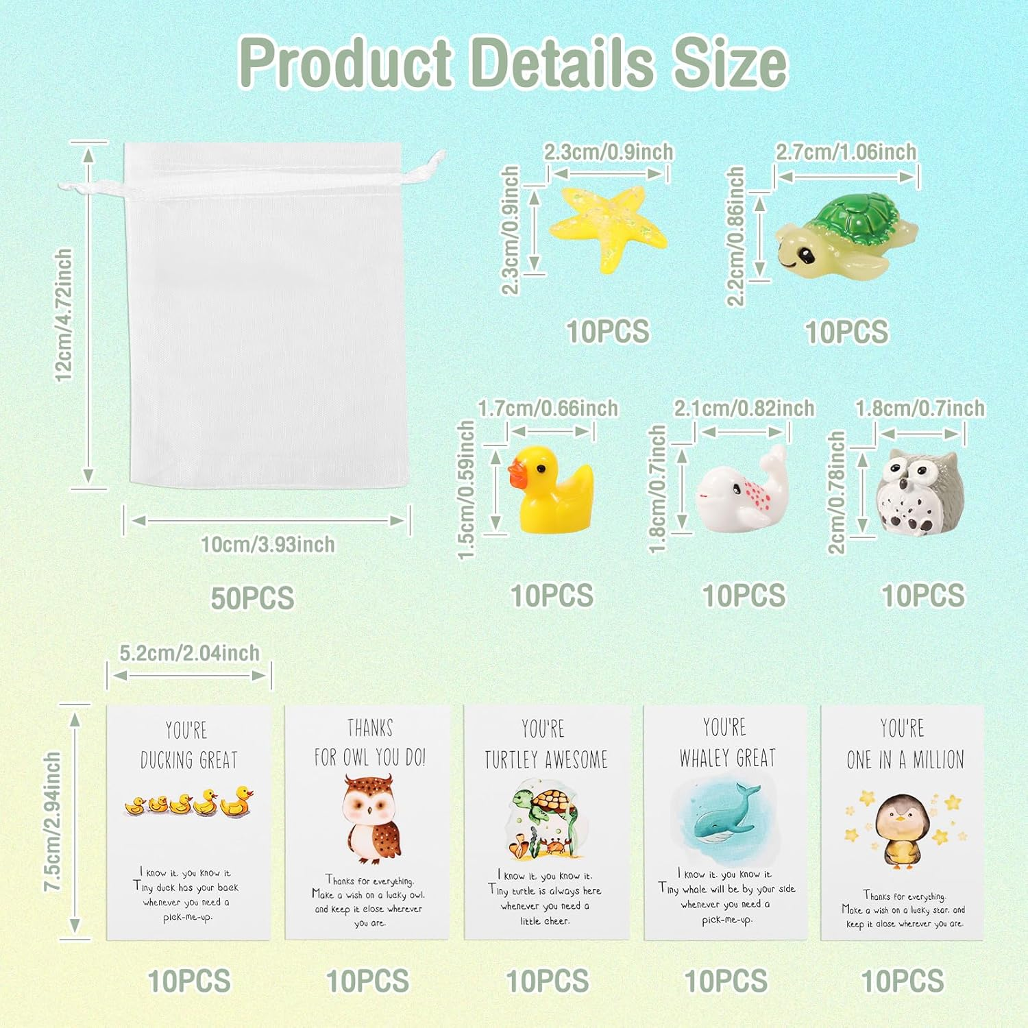 Awobepl Inspirational Appreciation Resin Animal Present,Waterproof Versatile Office Animal Ornament Favor,Pun Motivational Note Cardsfor Employee Coworker Teacher (Style 1) image number 4