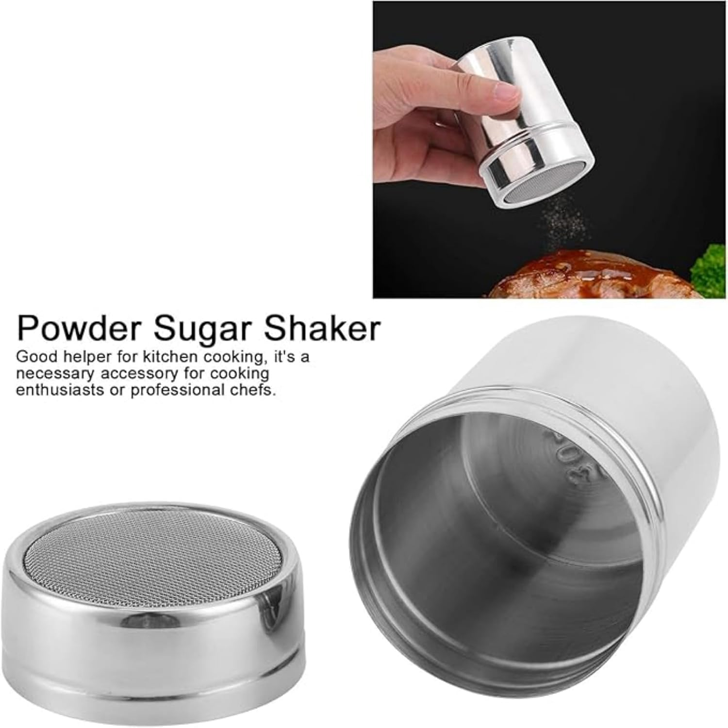 RODISHOMM Bakeset Fine Mesh Powder Shaker for Baking, Stainless Steel Dredger for Cocoa, Icing Sugar, Coffee, Flour Sprinkling, Kitchen Decorating Tool image number 1