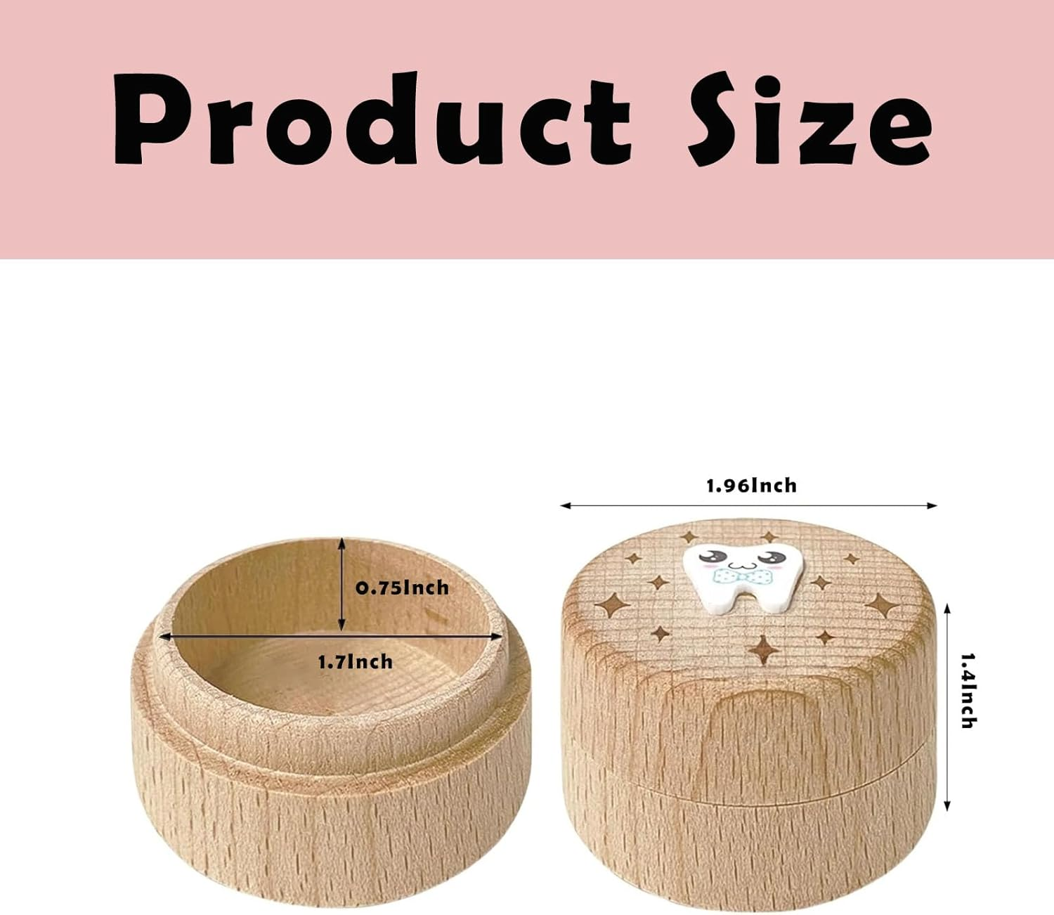 3D Carved Tooth Fairy Pillow Box for Lost Teeth Wooden Keepsake Storage Box, Unique Birthday for Boys Girls Kids, Baby First Tooth Holder with Handmade Carving Design image number 1