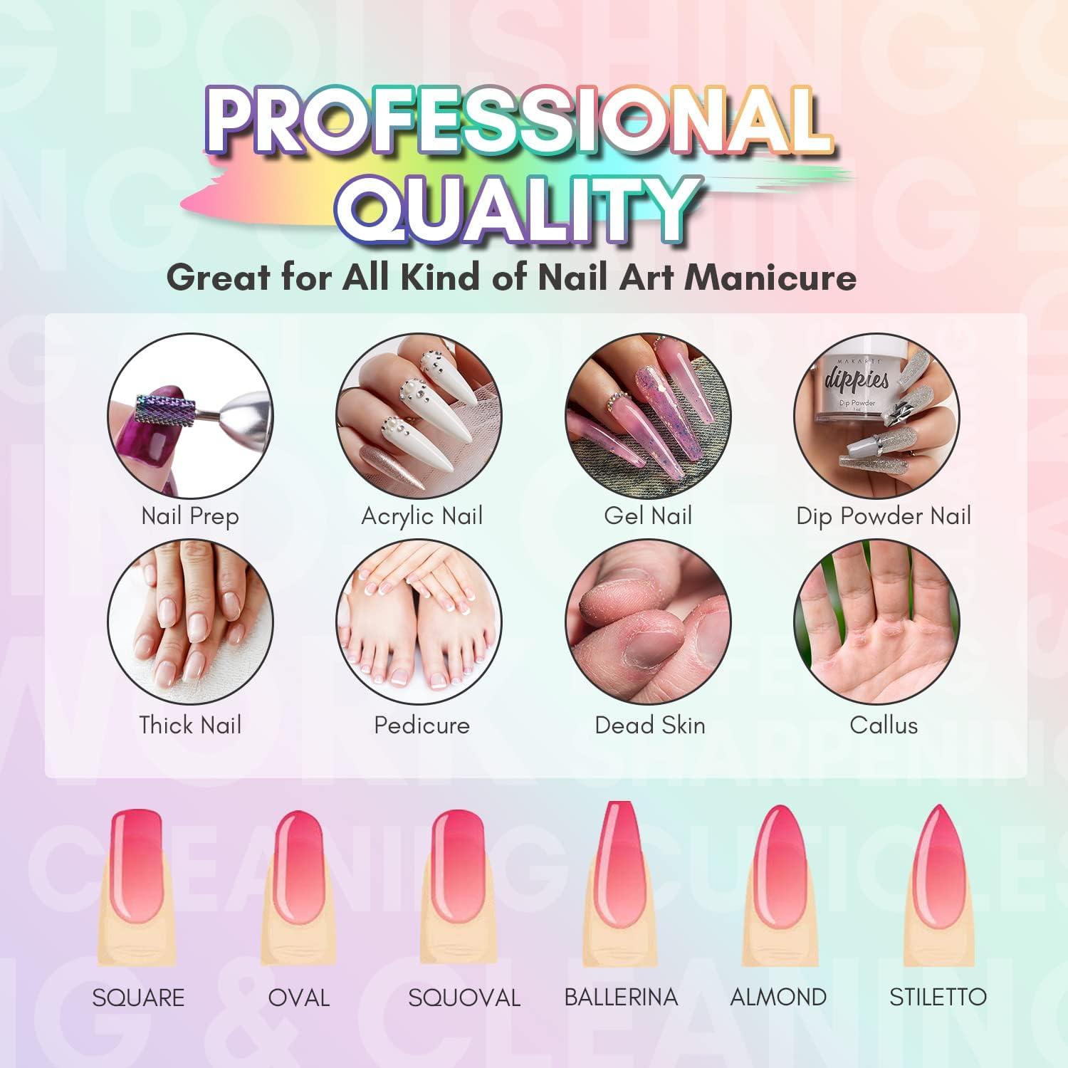 Makartt Nail Drill Bits Set, 10Pcs Tungsten Carbide, Remove Acrylic Poly Nail Gel Nail Polish B-36, 3/32 Inch for Acrylic Gel Nails Cuticle Manicure Pedicure image number 1