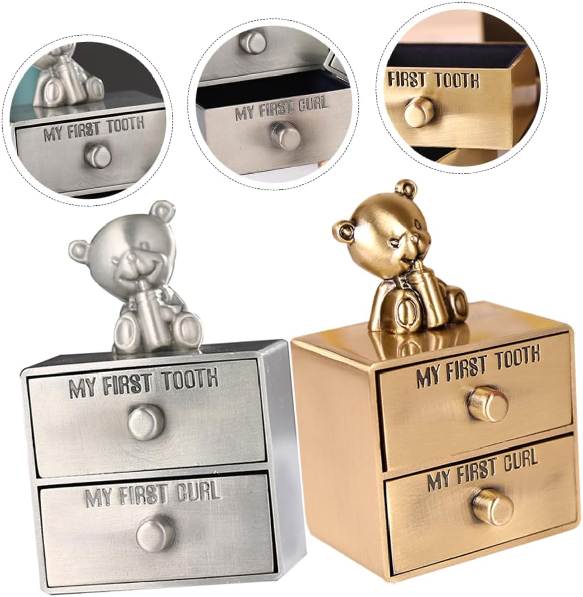 UPKOCH 2Pcs Adorable Tooth Holder Keepsake Box Decorative Trinket Storage for Teeth and Curls Design for Newborns and Showers image number 1