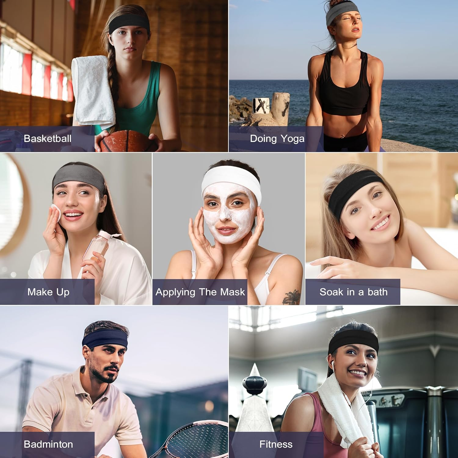 Headbands for Women Non Slip - Stylish Sports Hair Bands for Women'S Hair - Soft Cotton Cloth Stretchy Headbands for Women for Yoga, Outdoor Exercise Running - Bohemian Colors image number 3